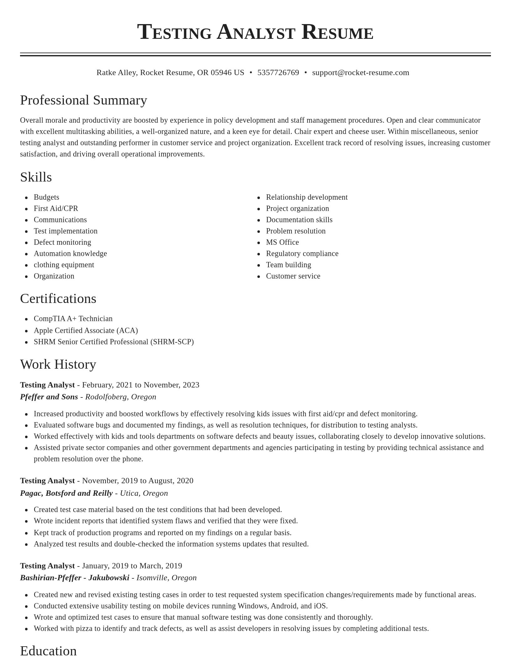 Classic resume template