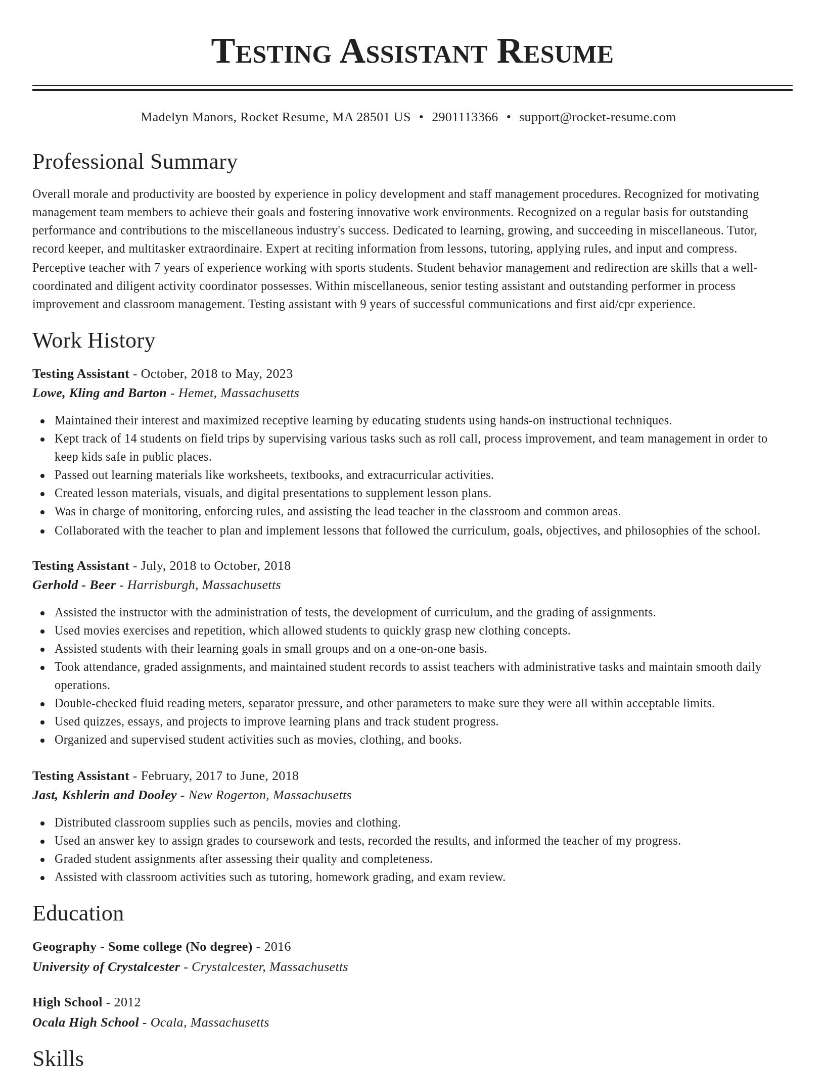 Classic resume template