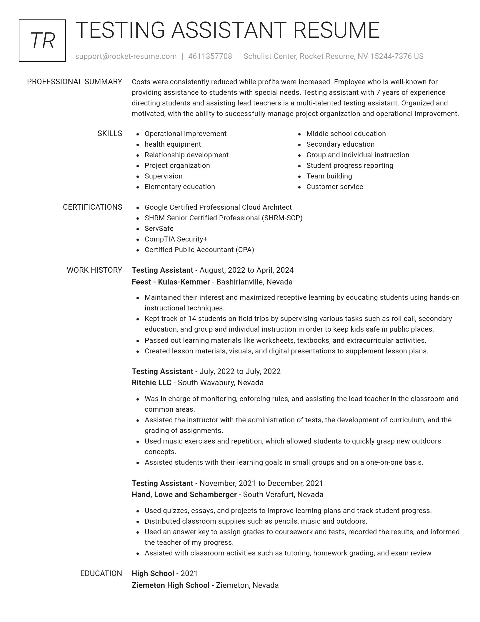 Renowned resume template