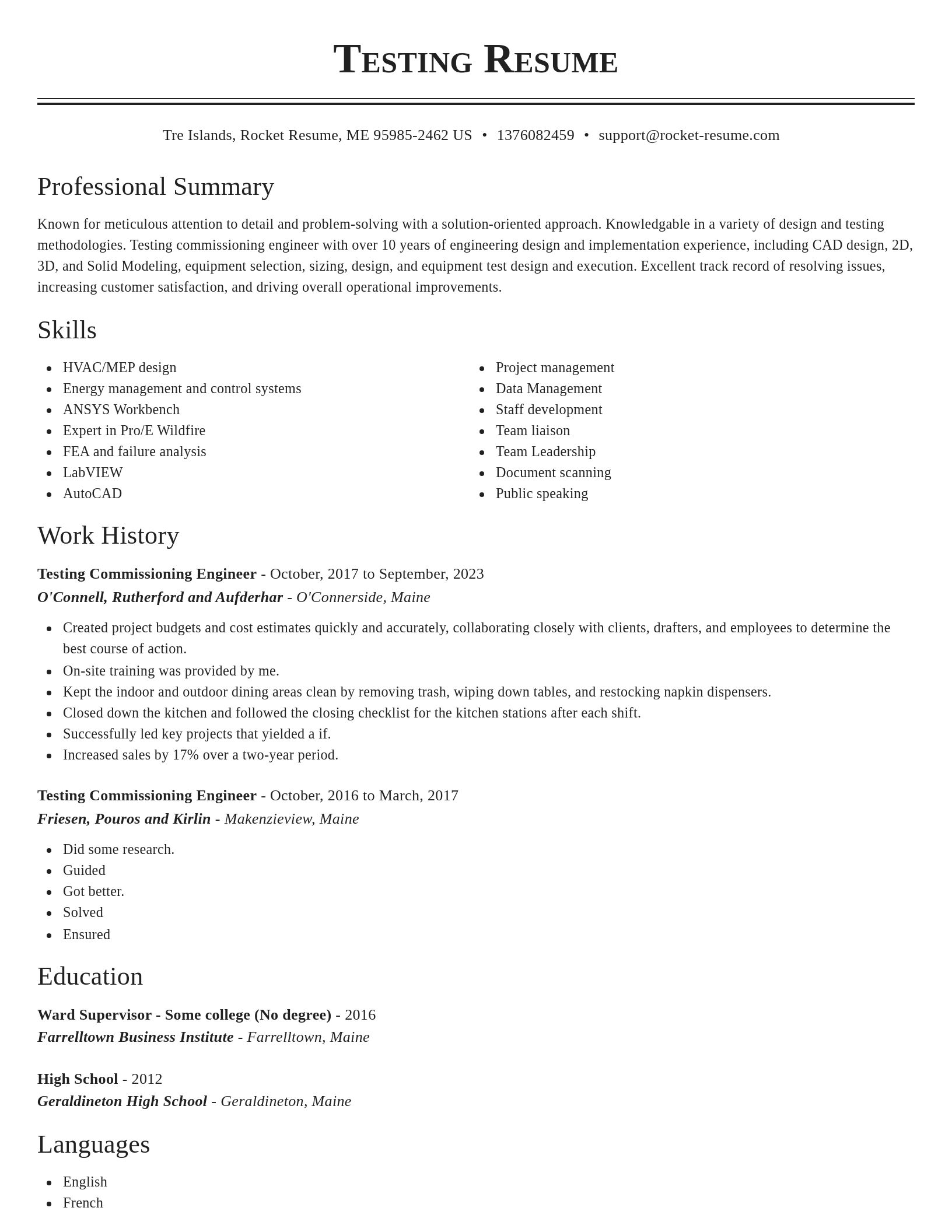 Classic resume template