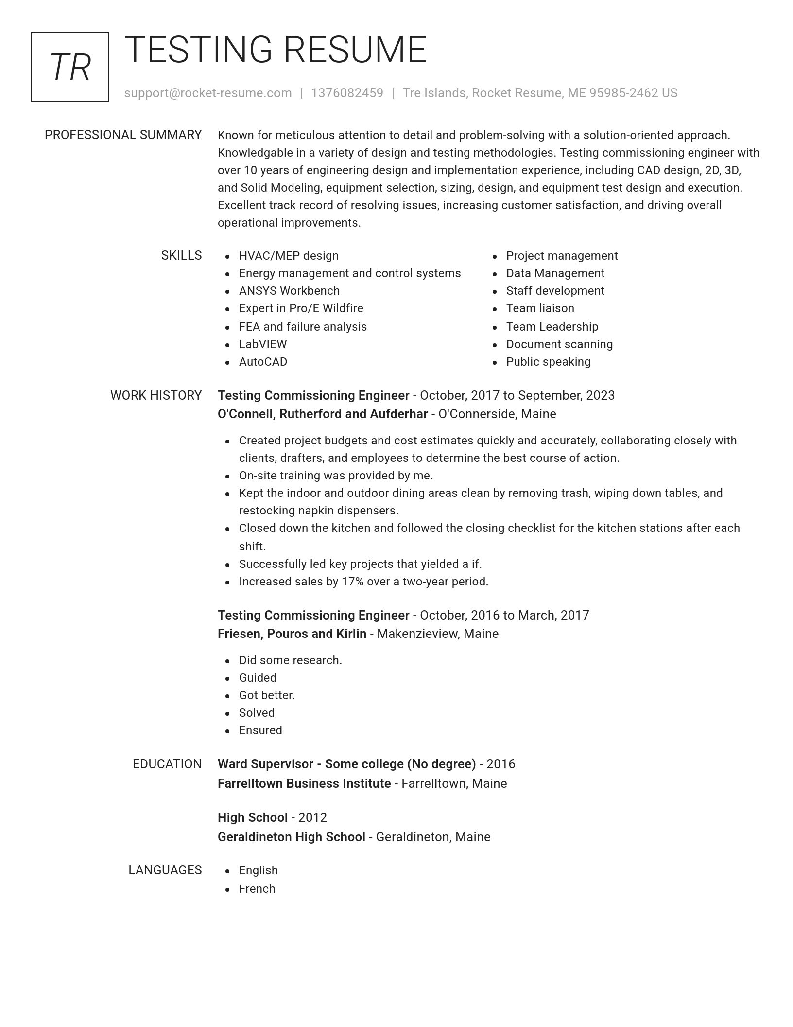 Renowned resume template