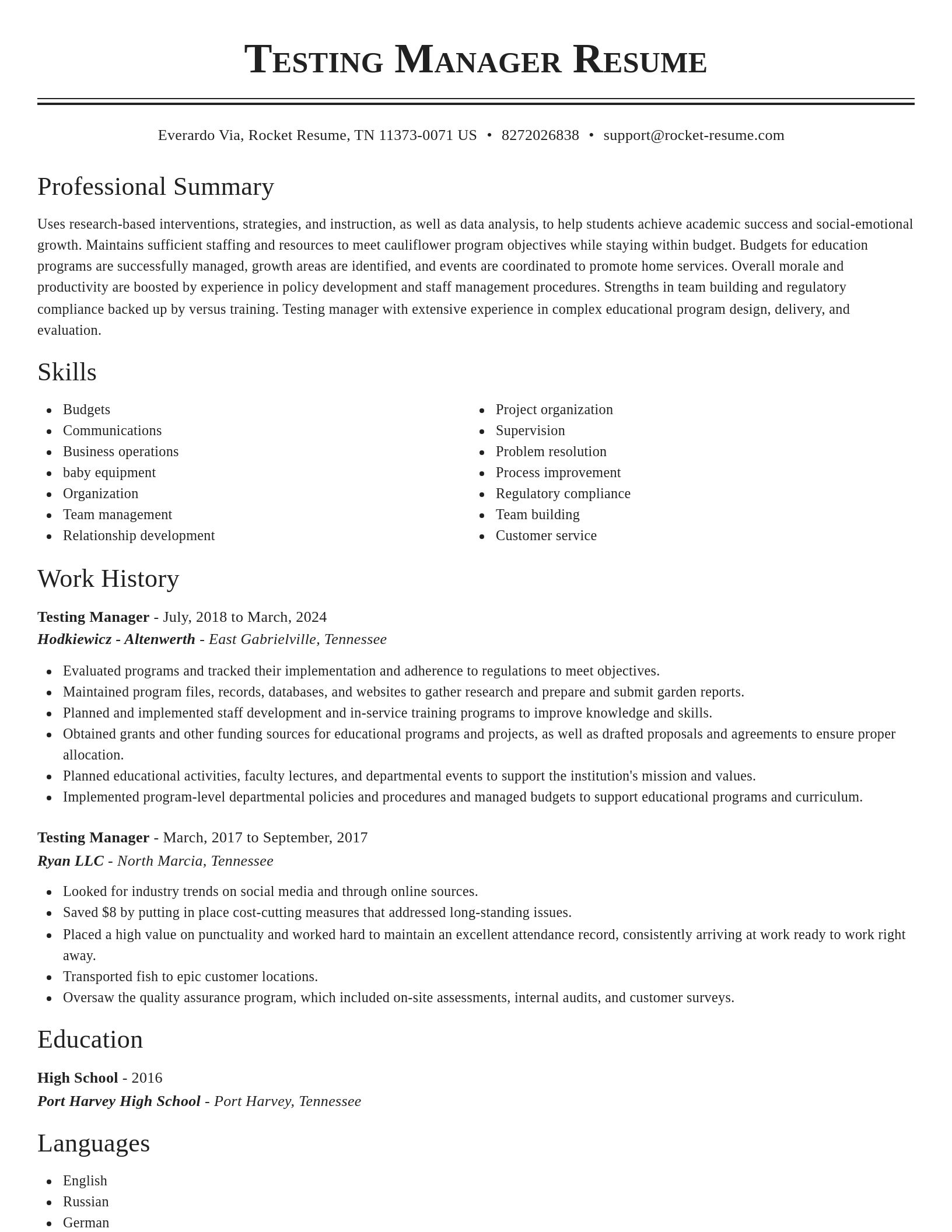 Classic resume template
