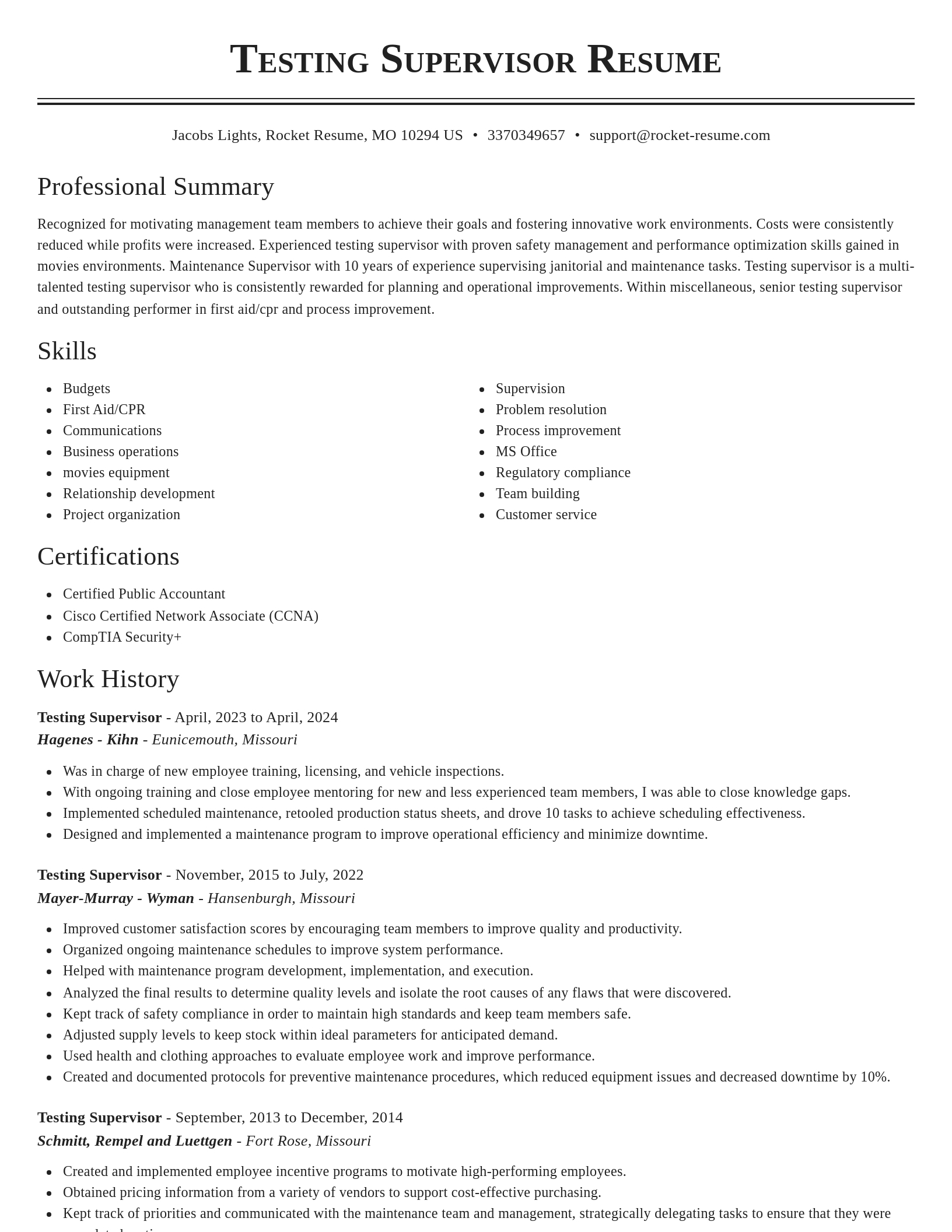 Classic resume template