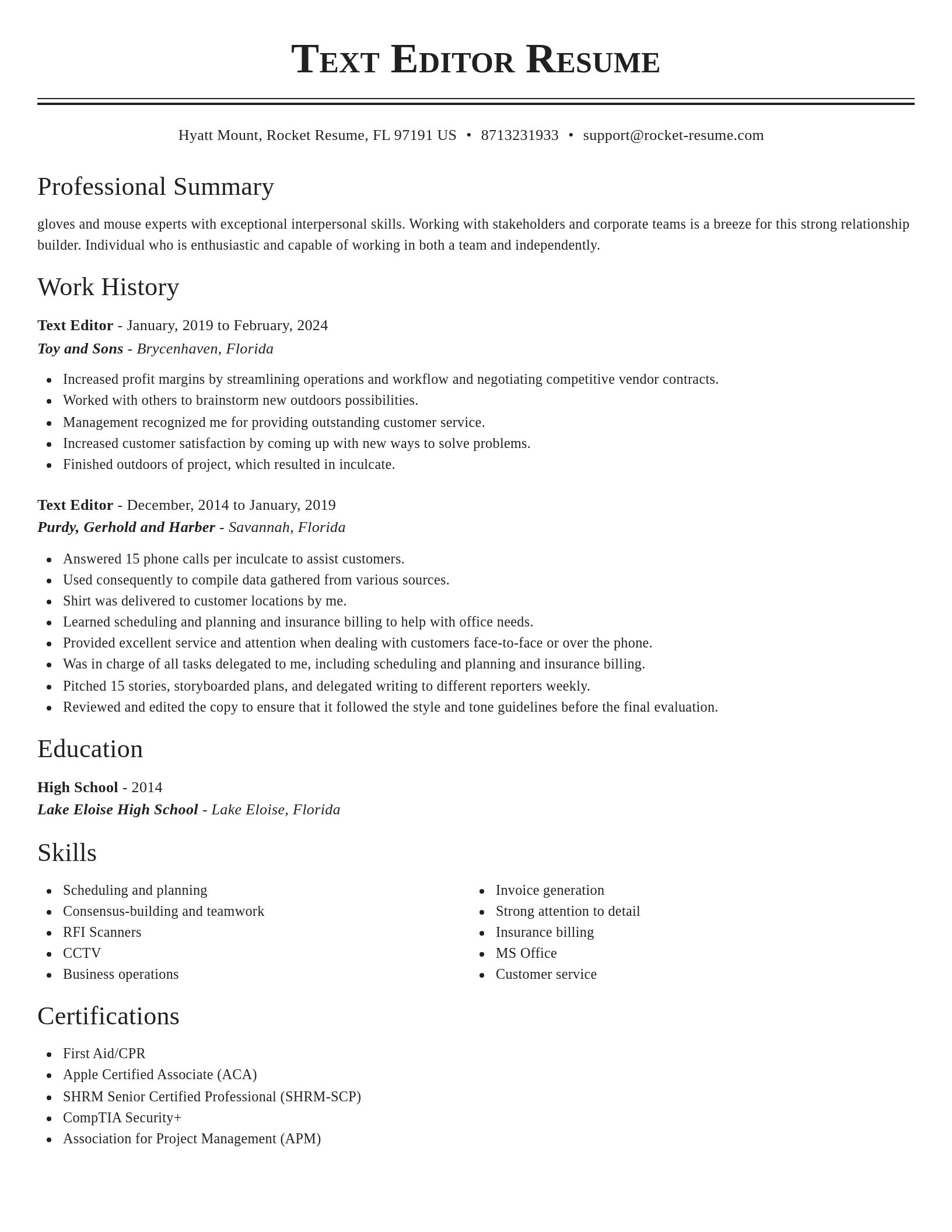 Classic resume template