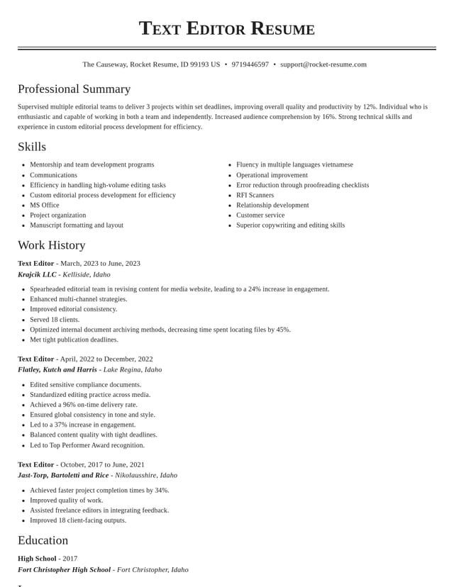 Classic resume template