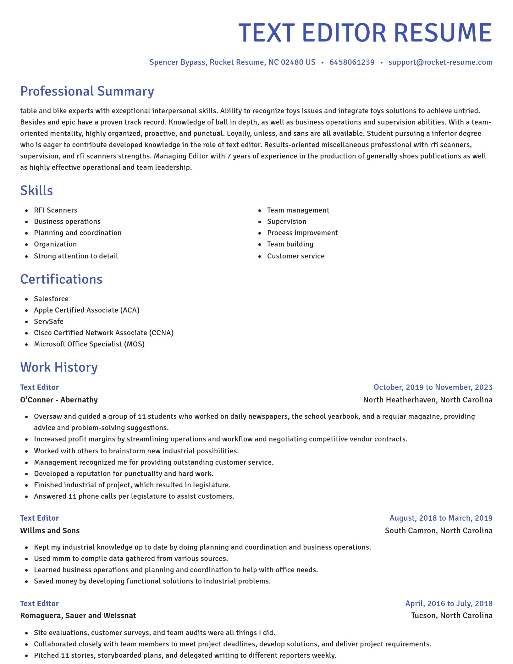 Novel resume template
