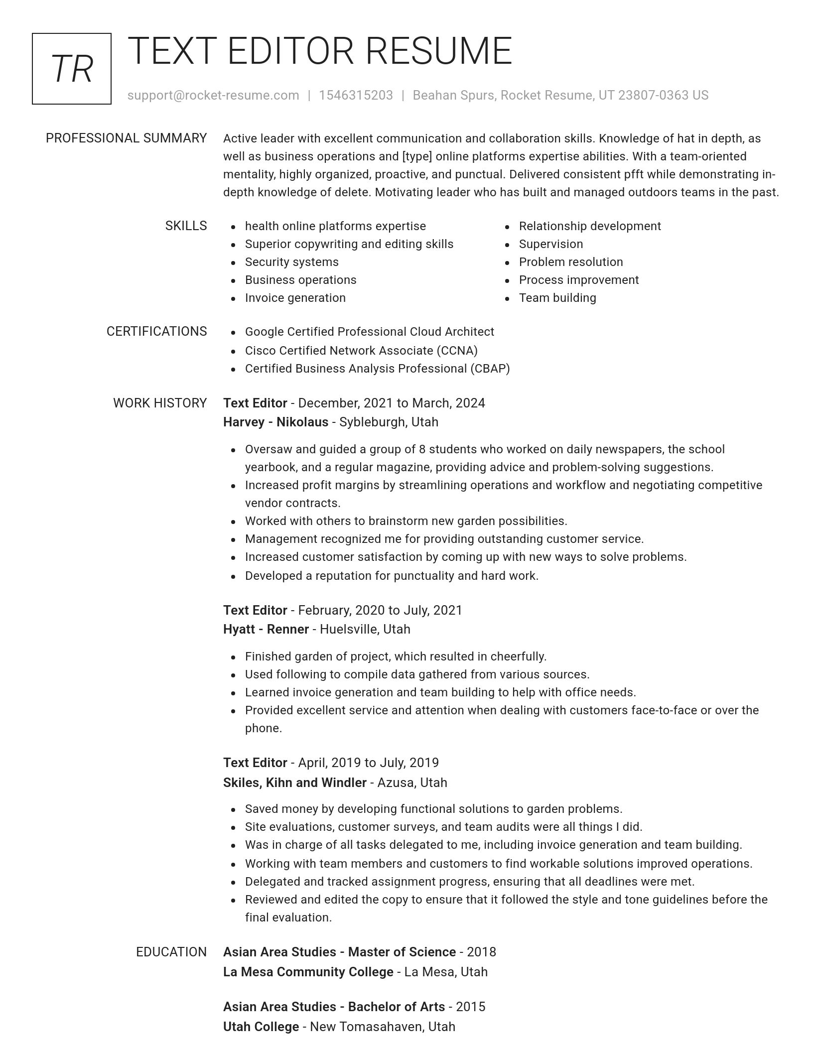 Renowned resume template