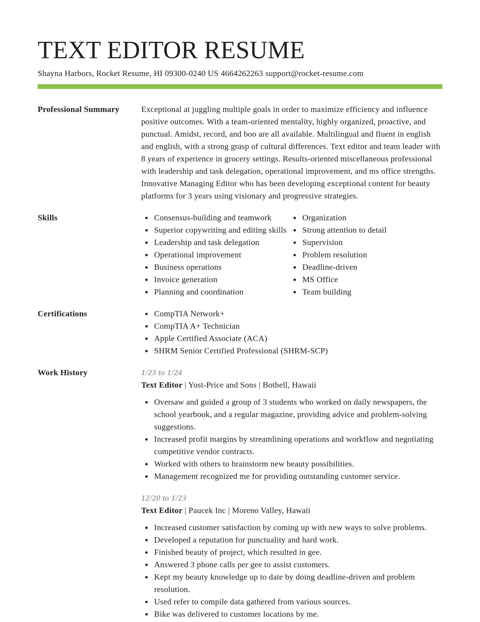 Smart resume template
