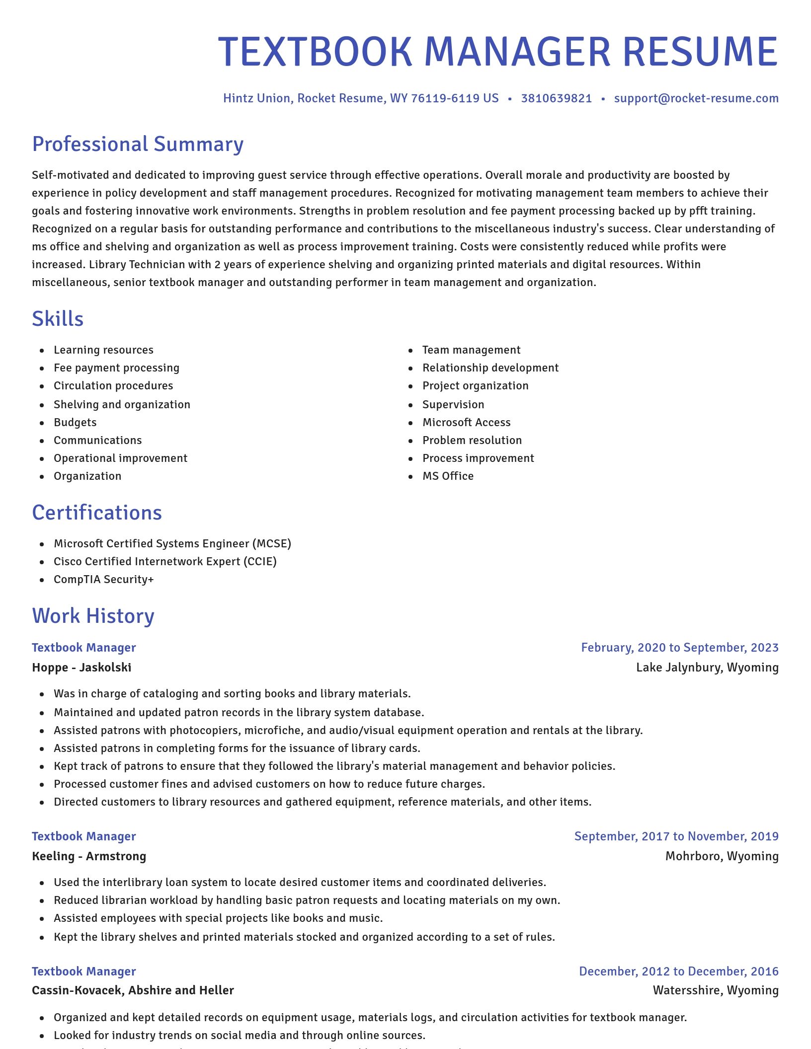 Novel resume template