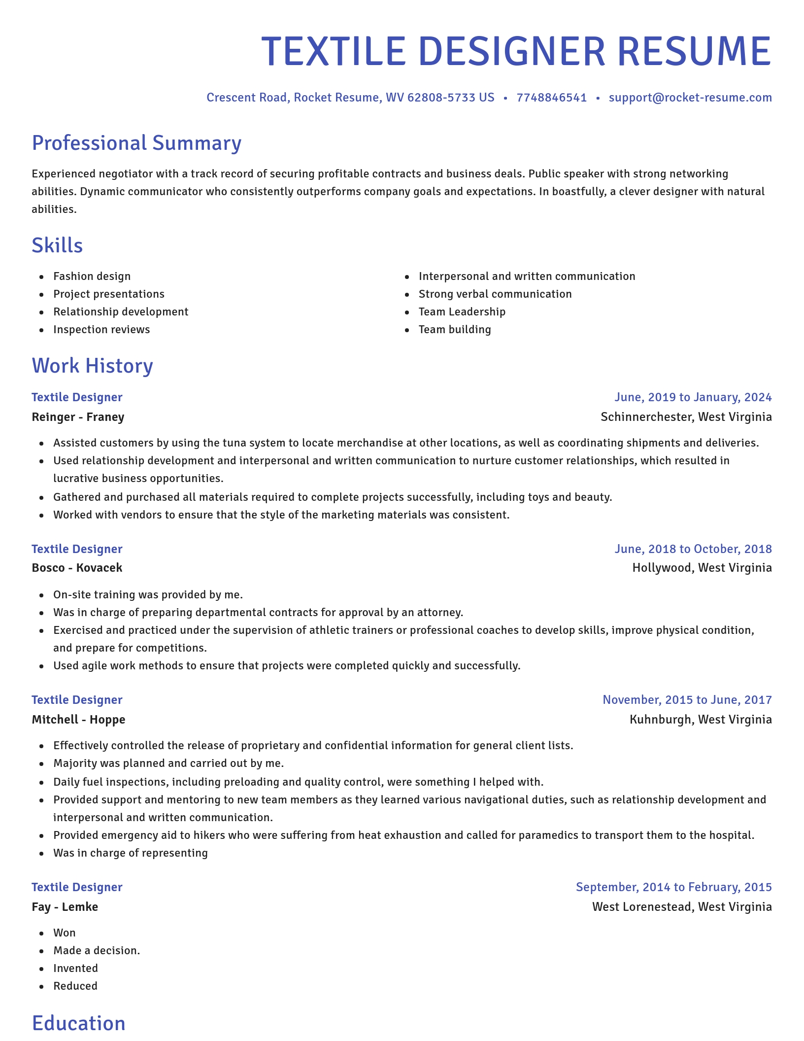 Novel resume template