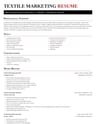 Textile Marketing Specialist resume template