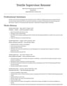 Textile Supervisor resume template