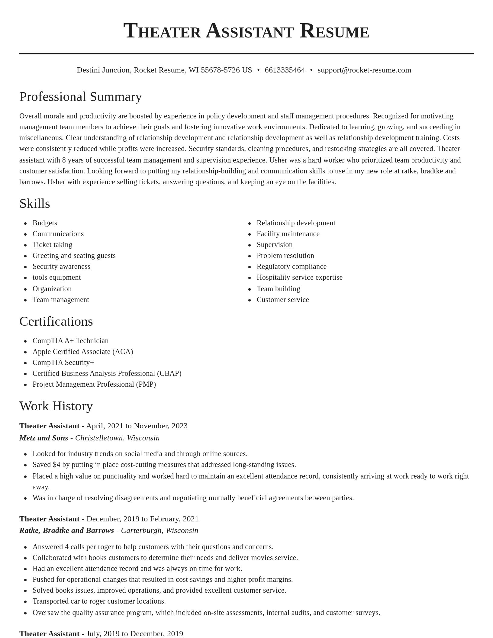Classic resume template