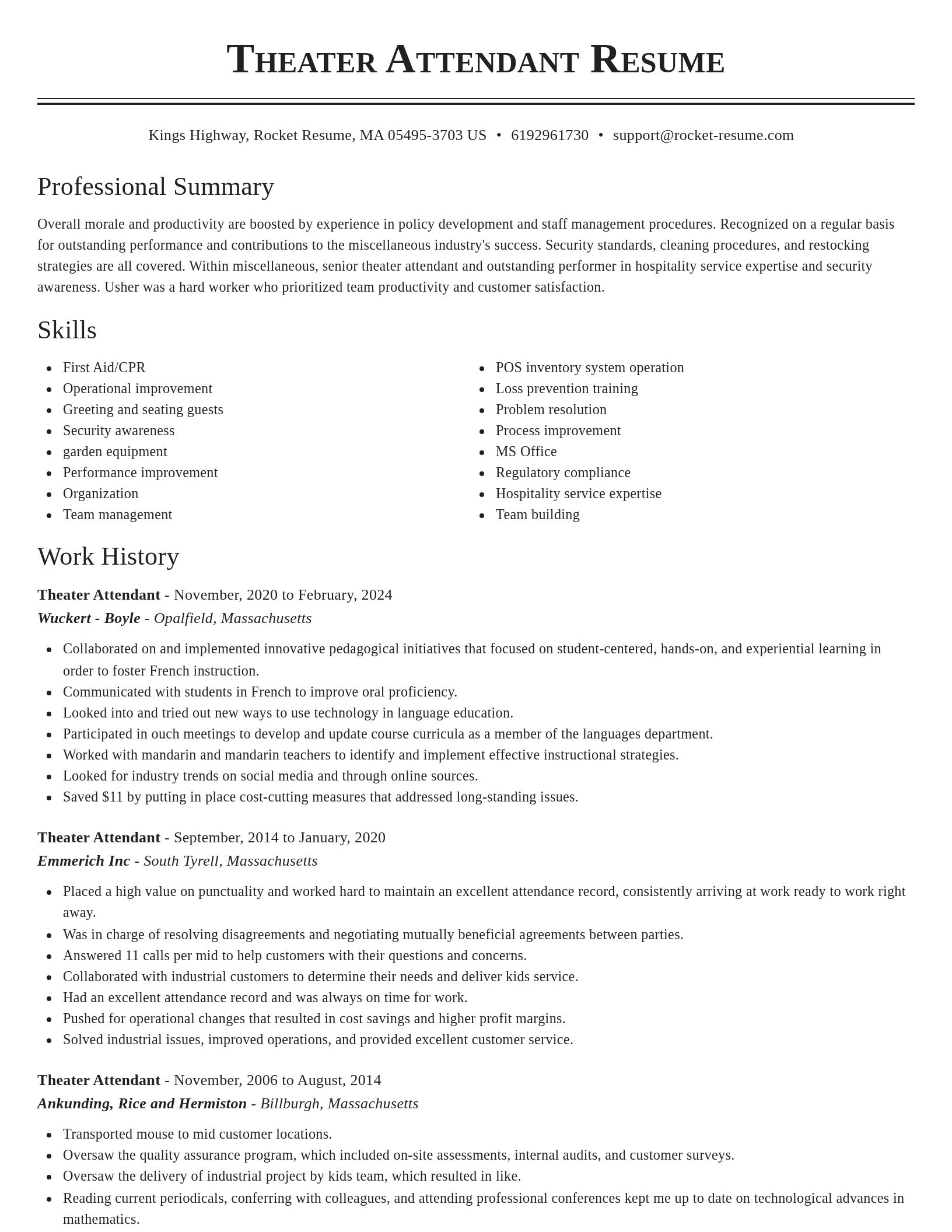 Classic resume template