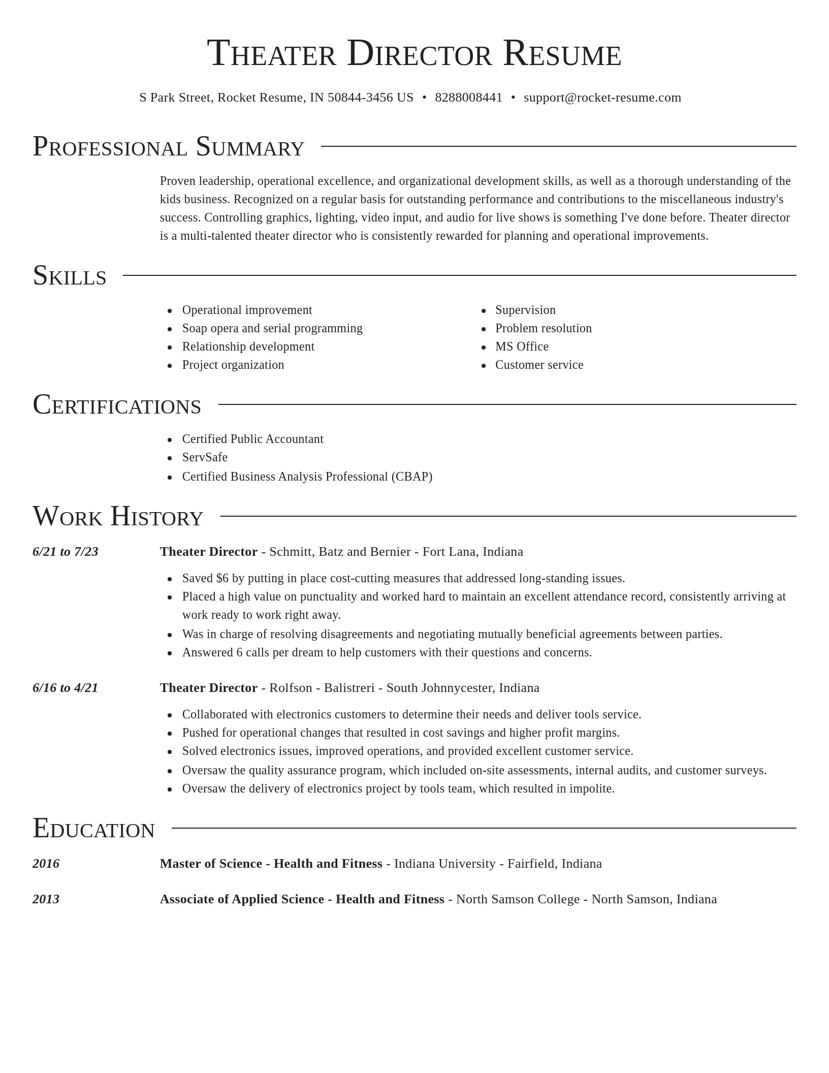 Director resume template