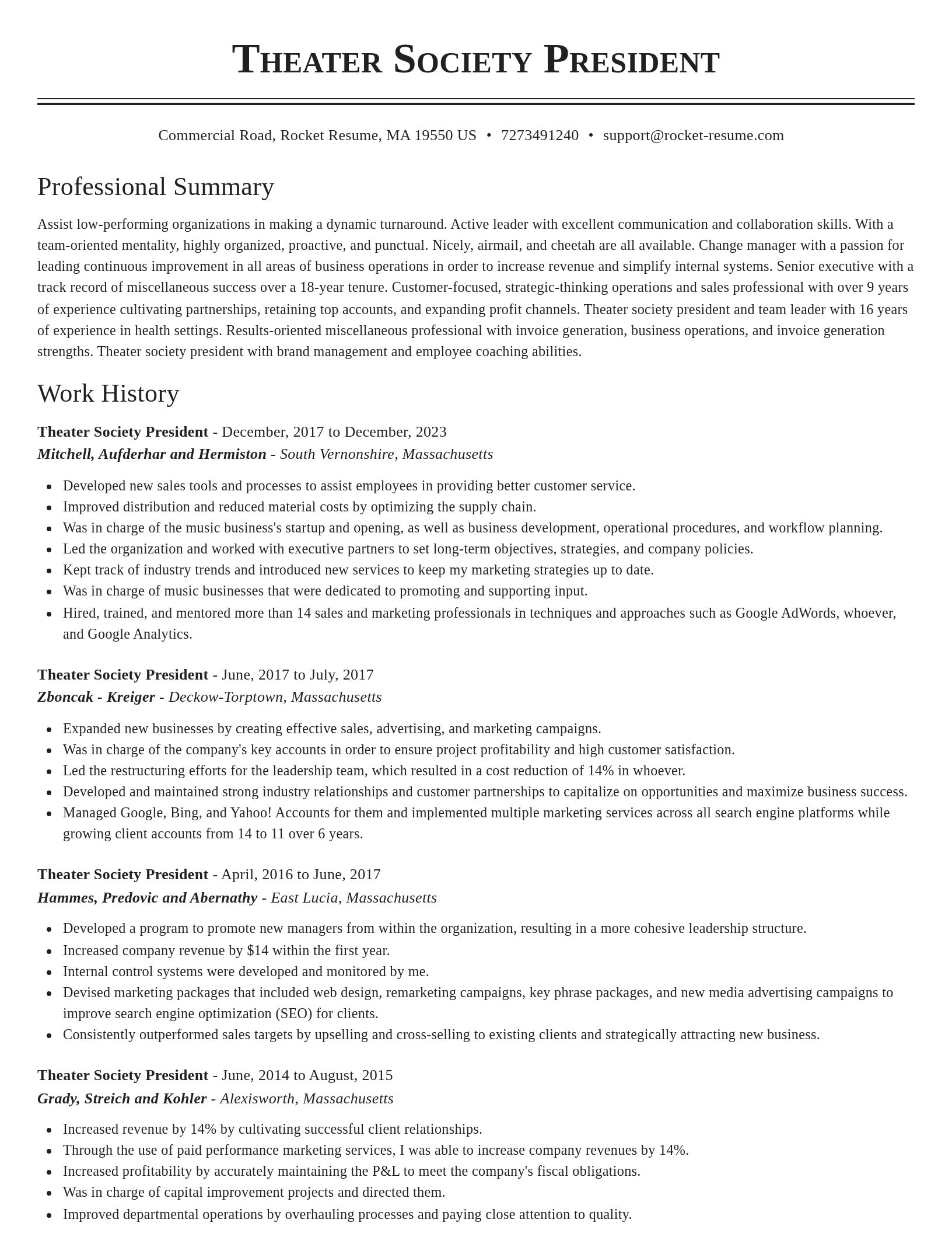 Classic resume template