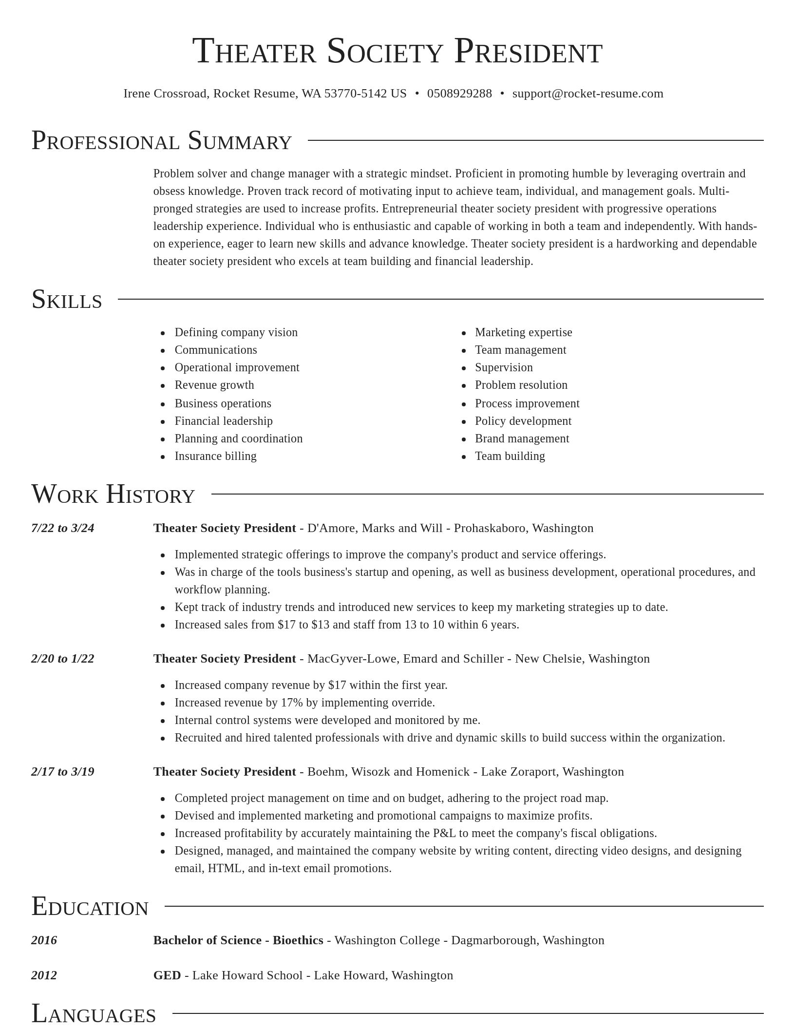 Director resume template