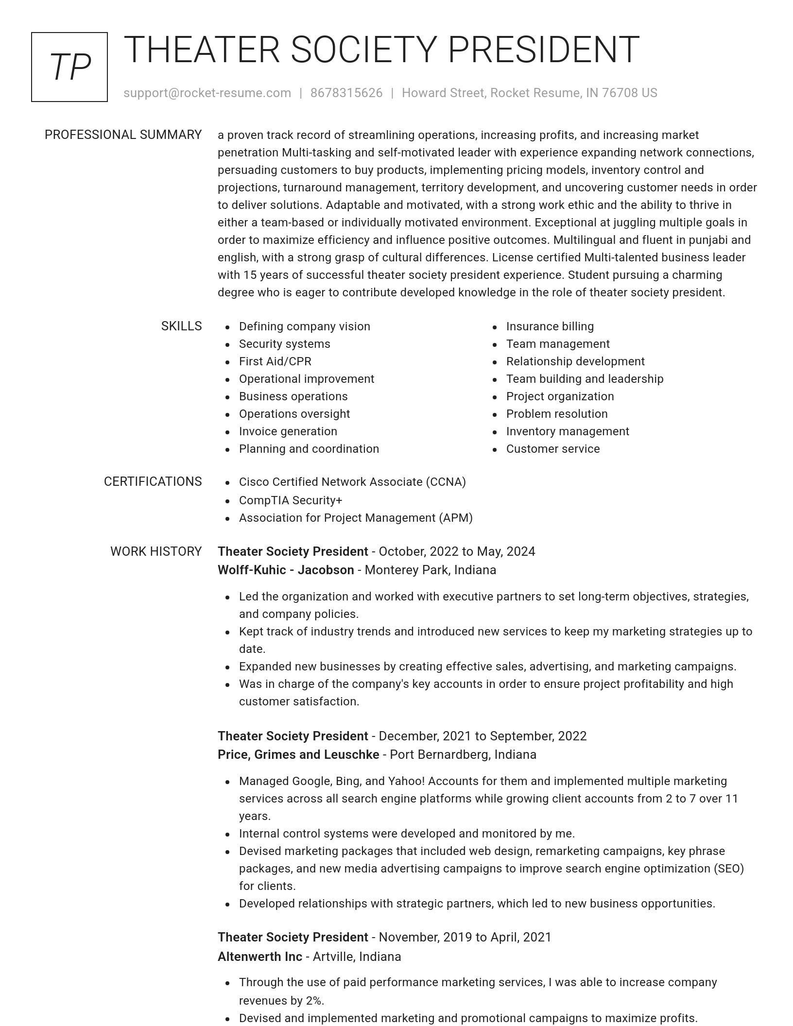 Renowned resume template