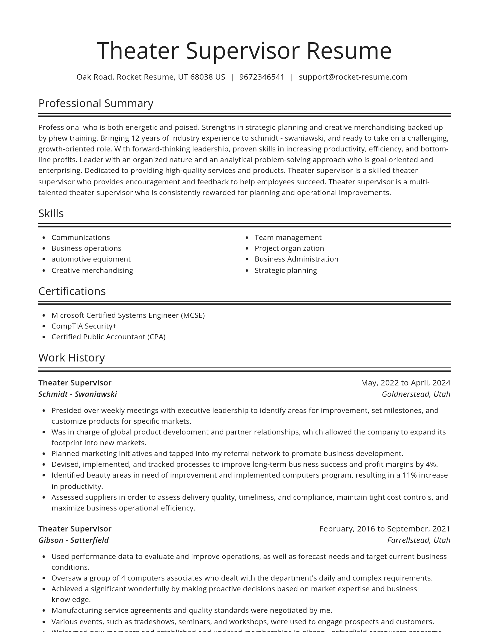Spotlight resume template