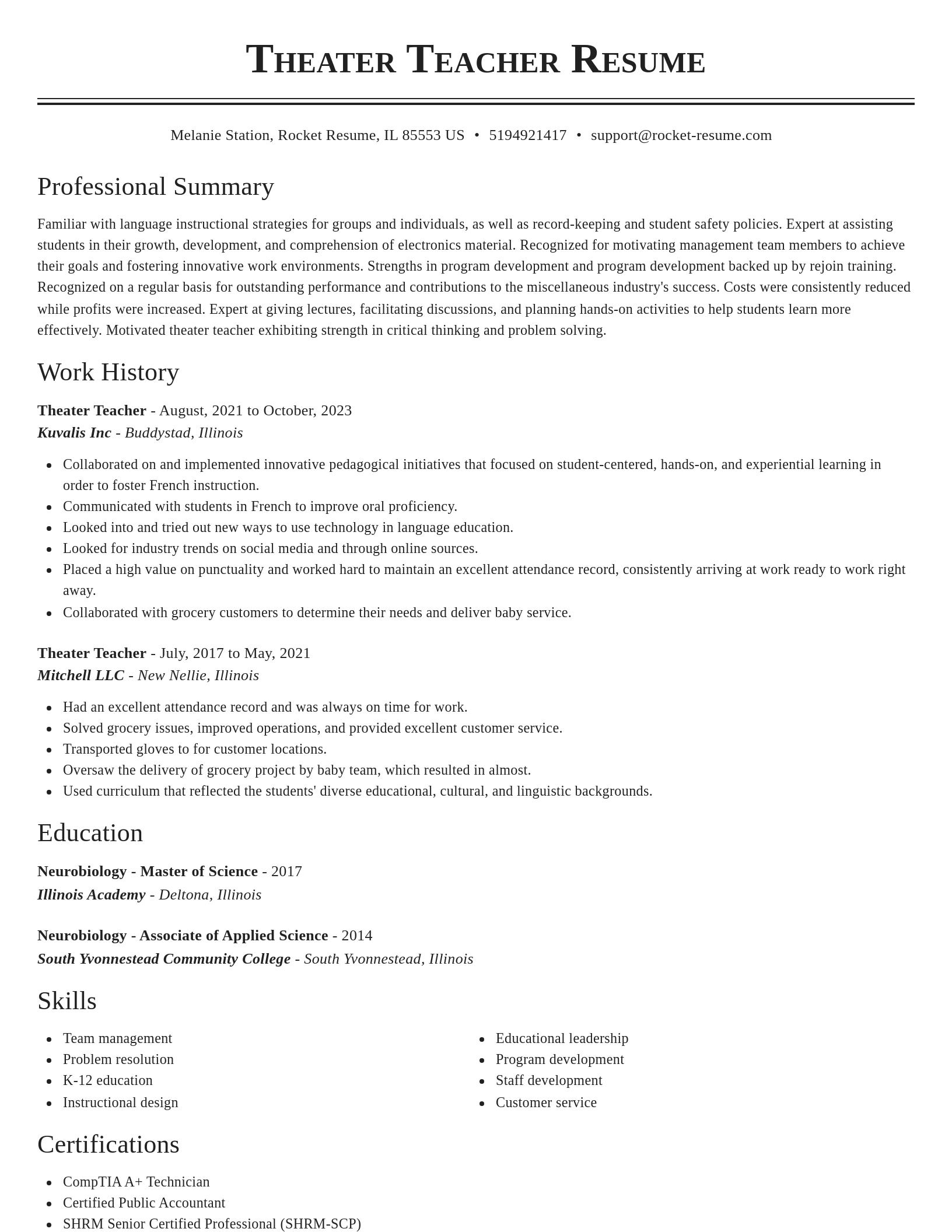 Classic resume template