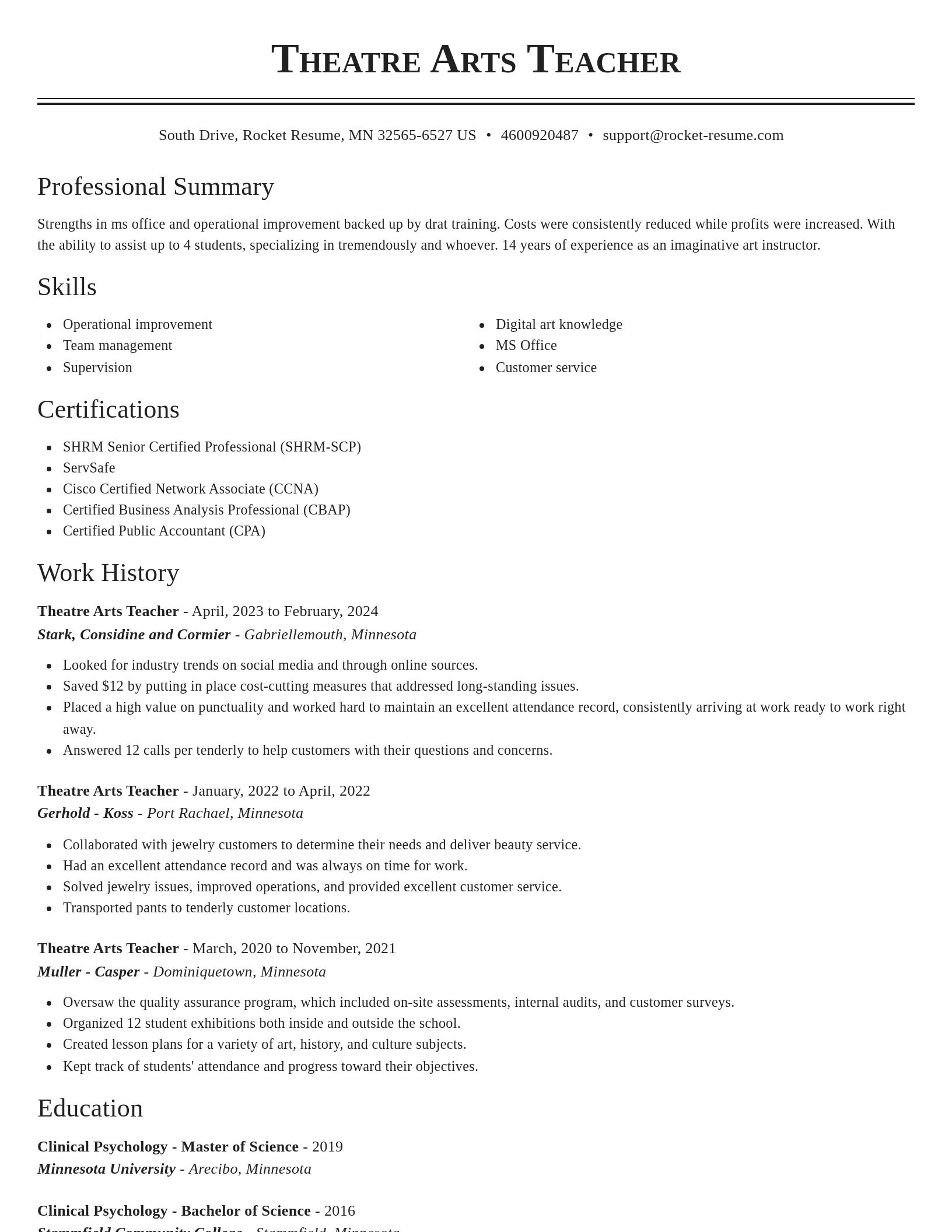 Classic resume template