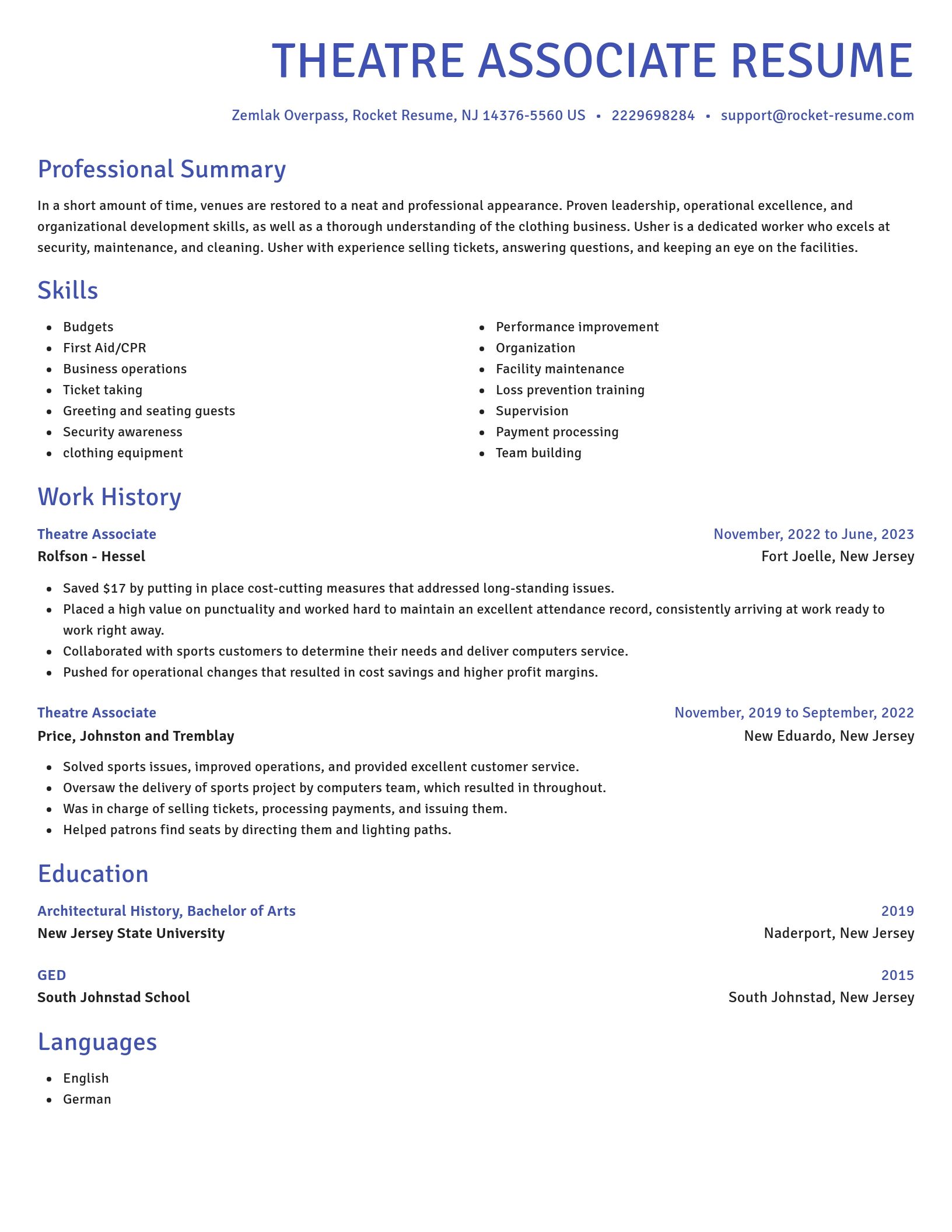 Novel resume template