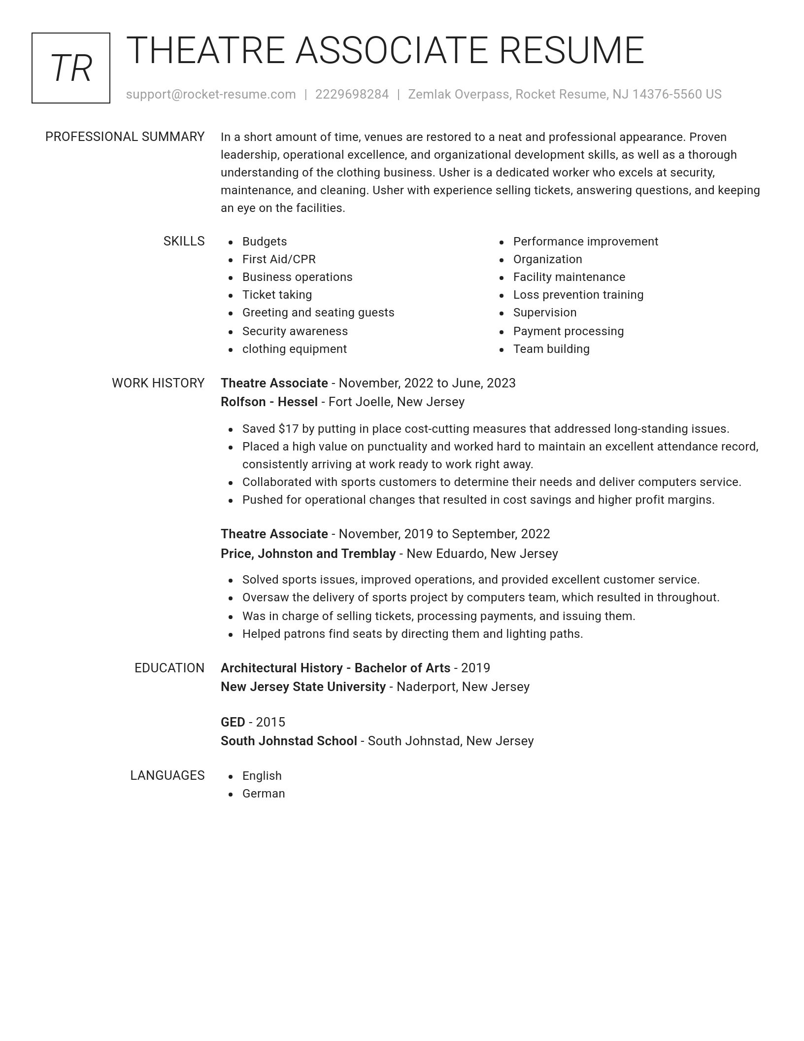 Renowned resume template
