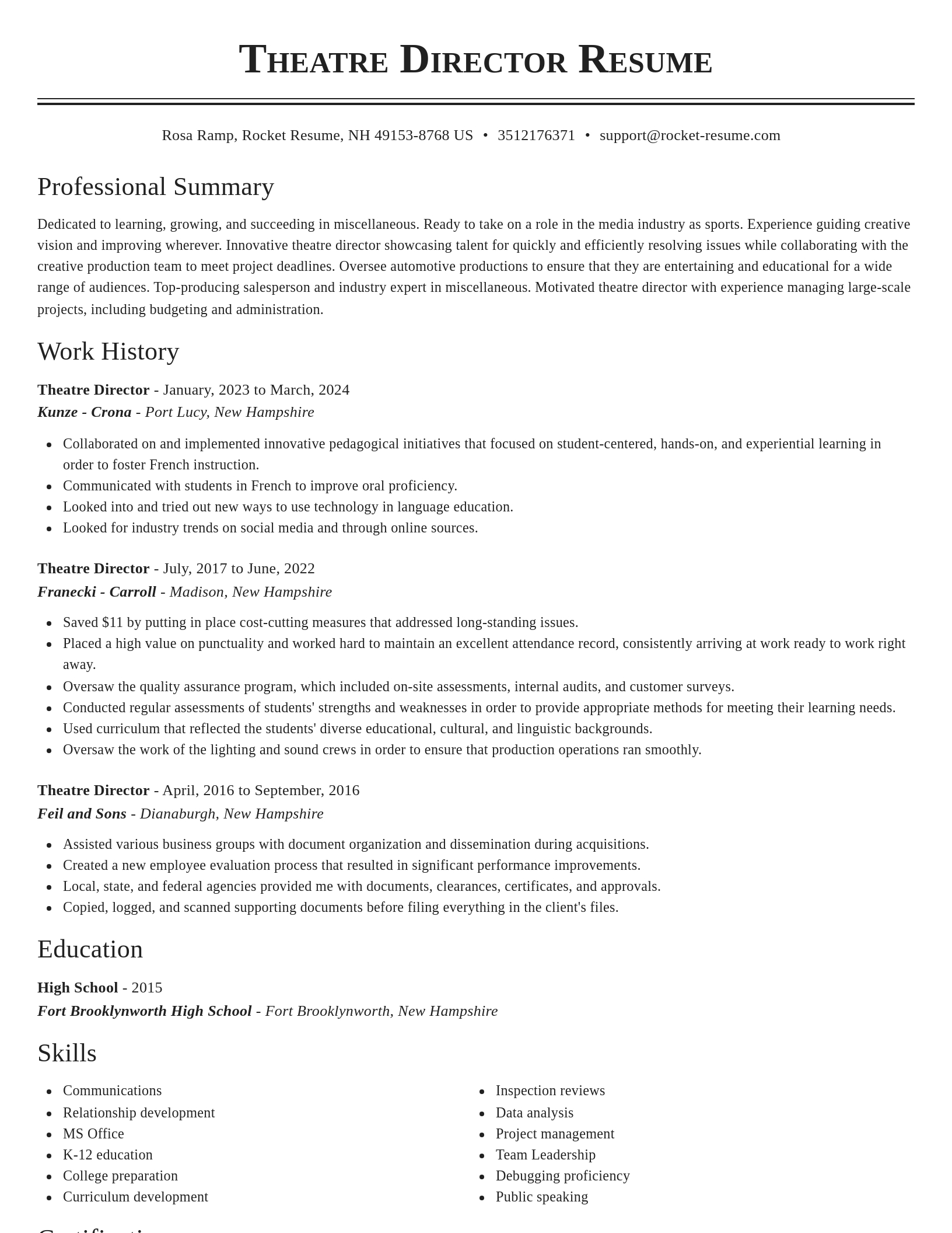 Classic resume template