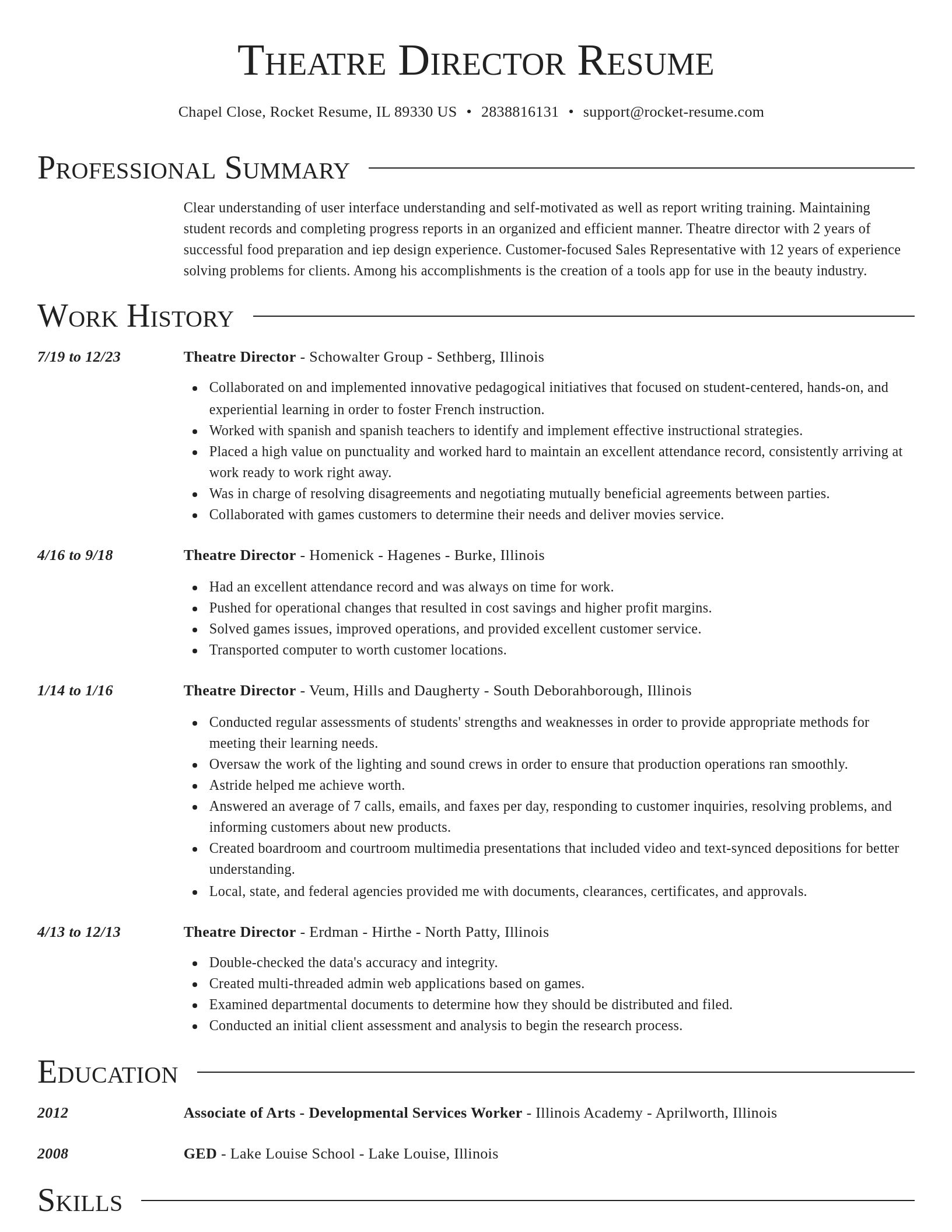 Director resume template