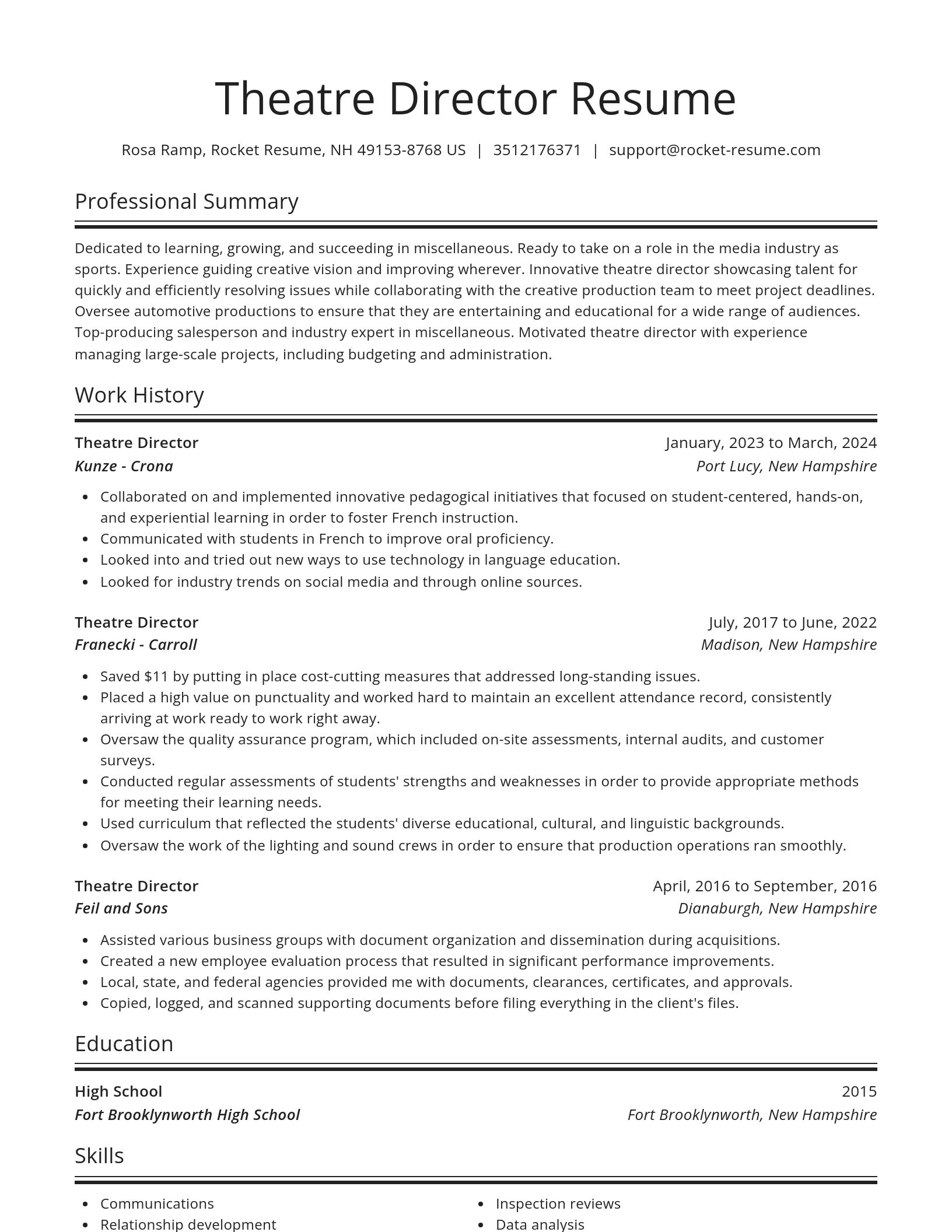 Spotlight resume template