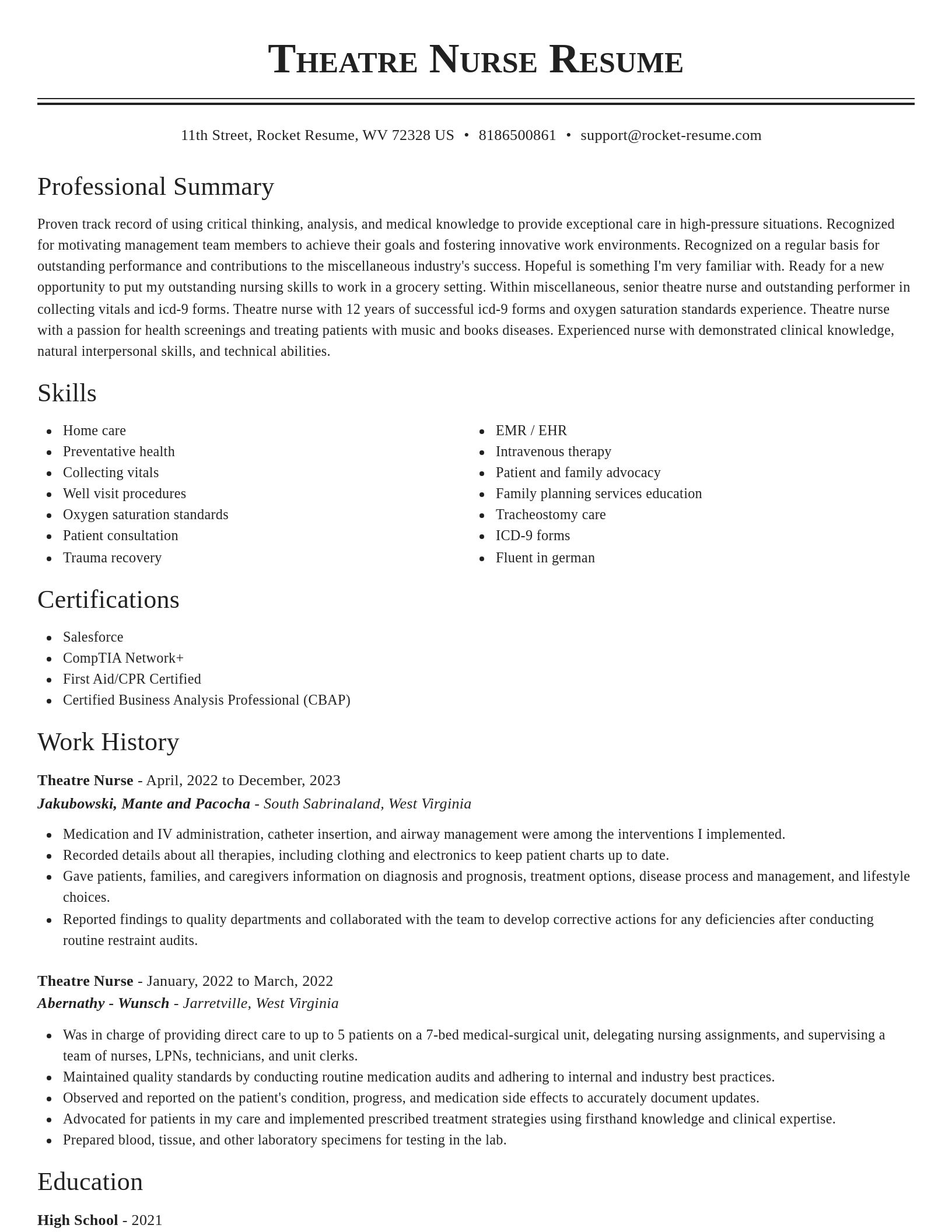 Classic resume template