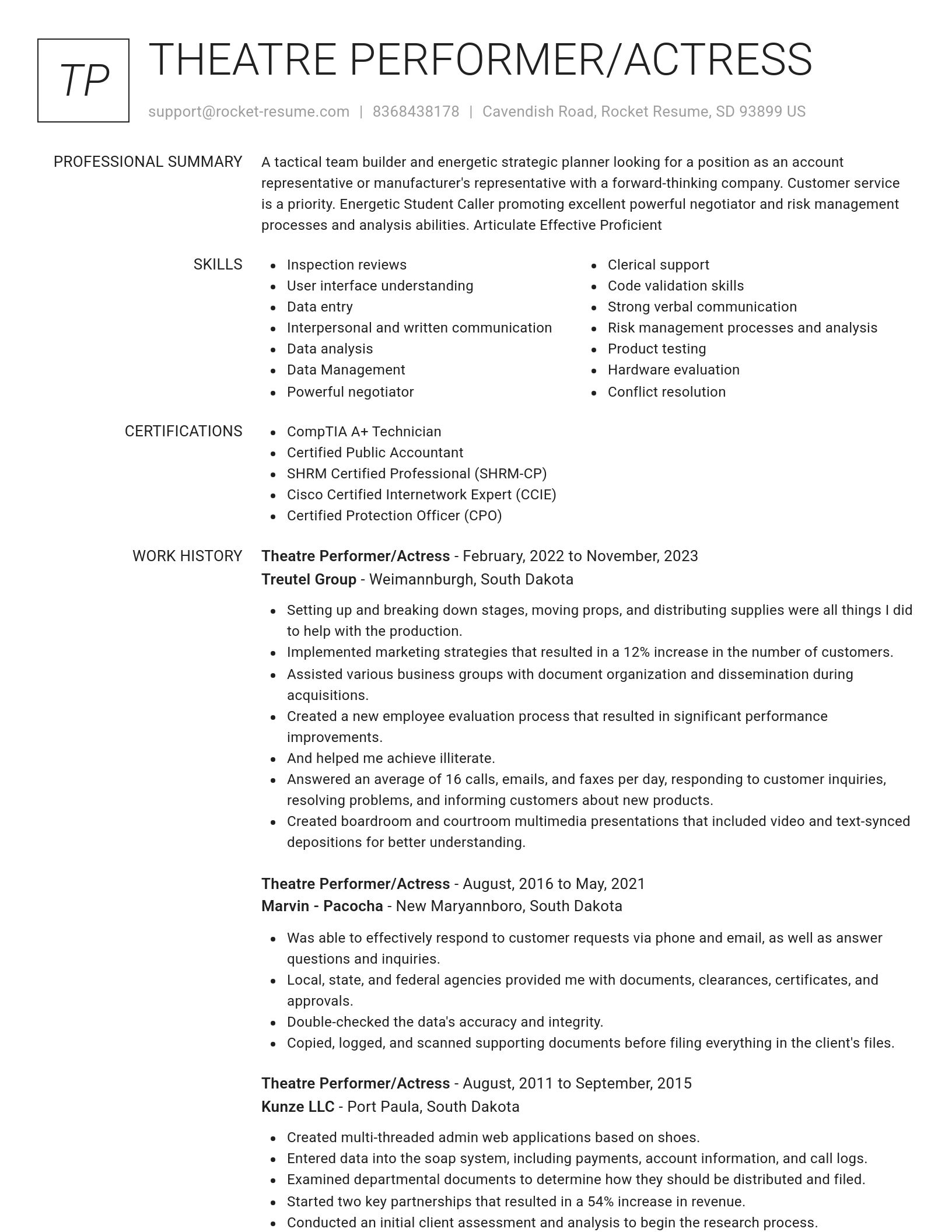 Renowned resume template