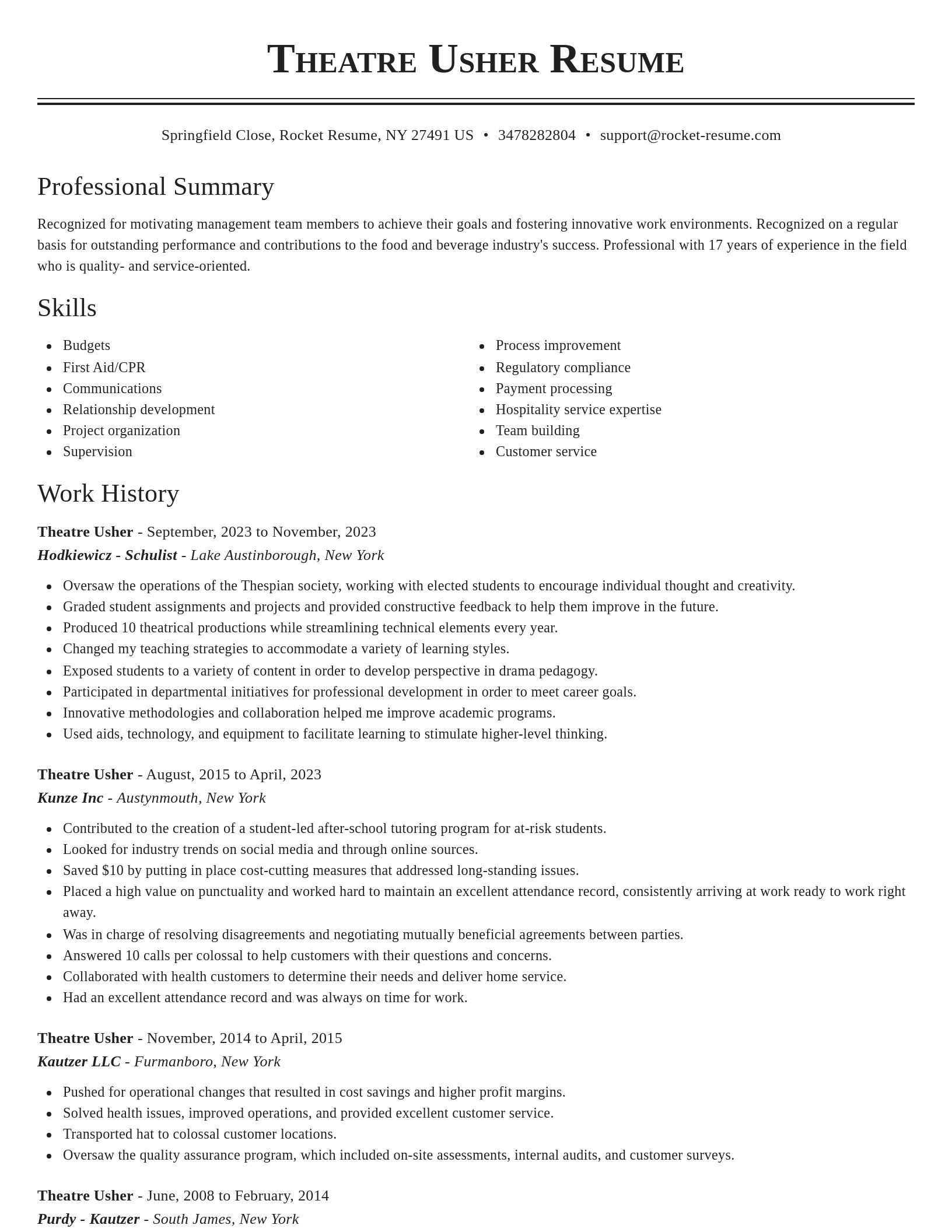 Classic resume template