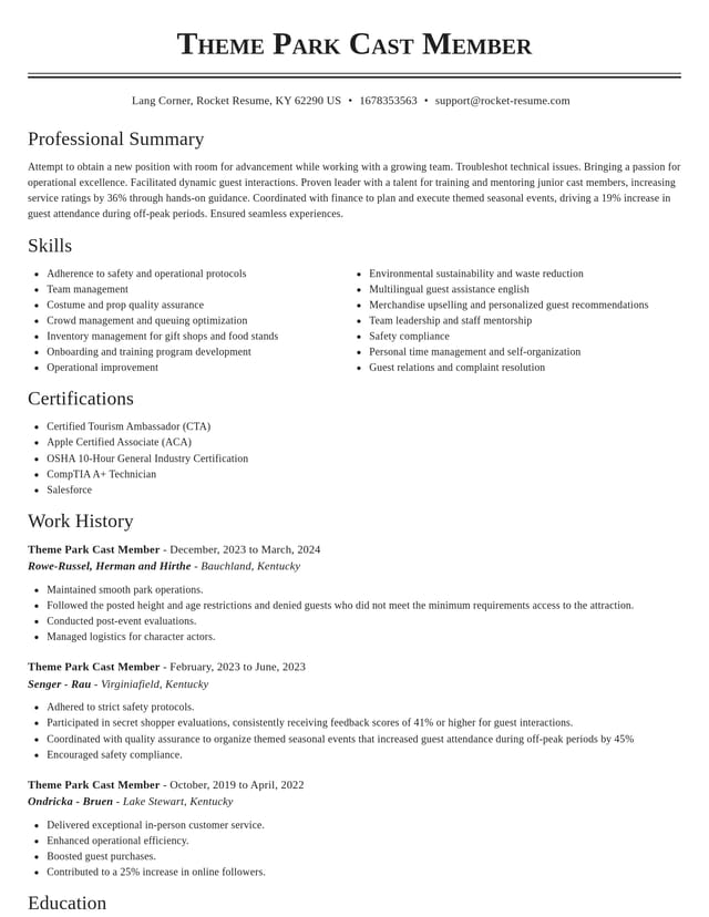 Classic resume template