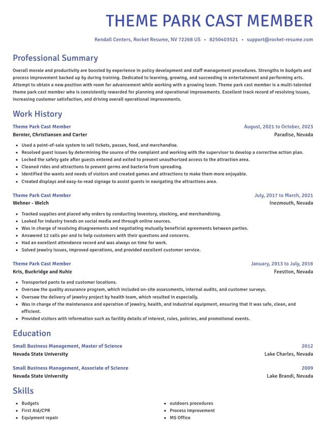 Novel resume template