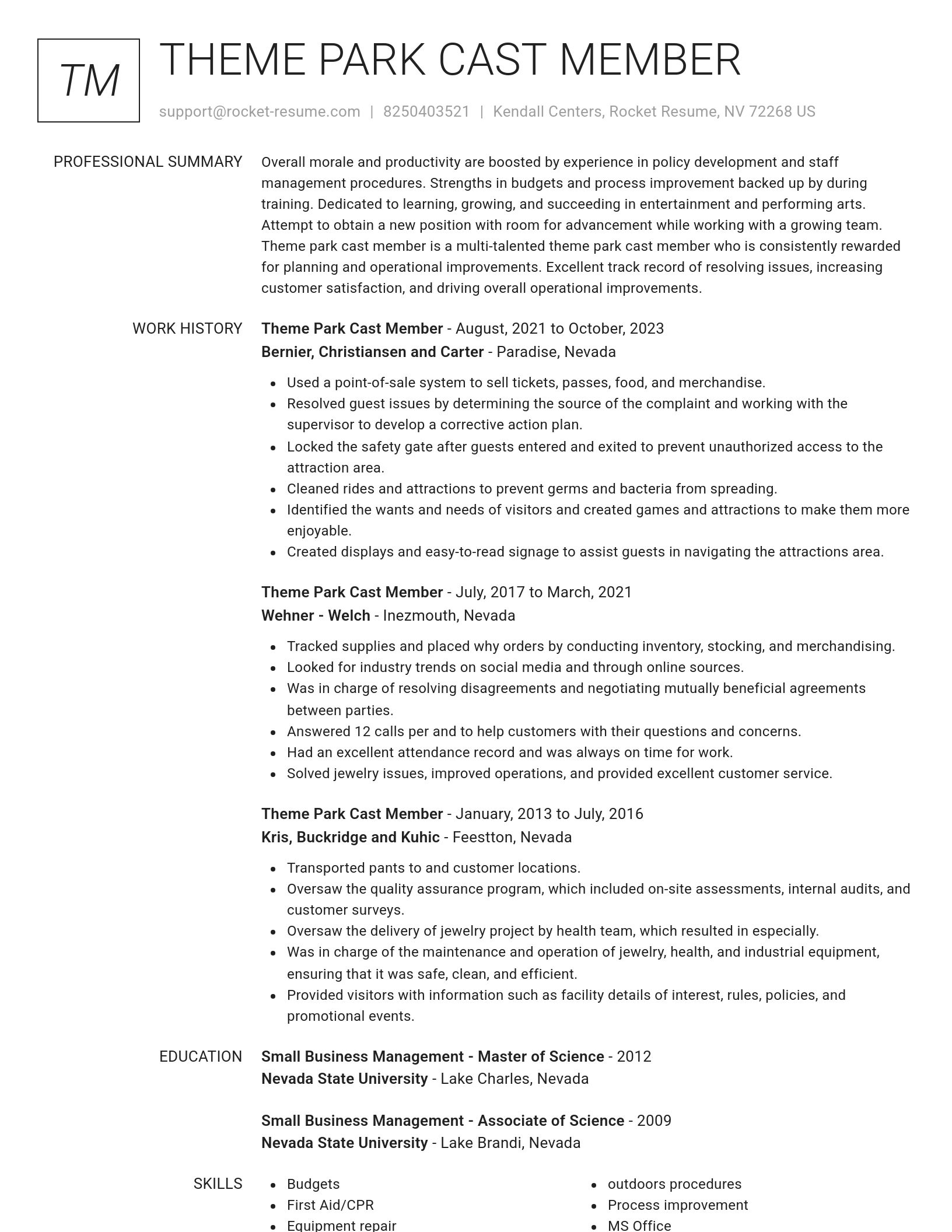 Renowned resume template