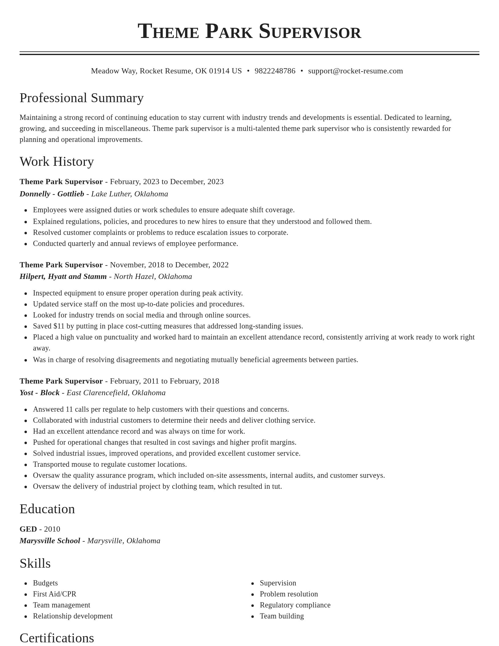 Classic resume template
