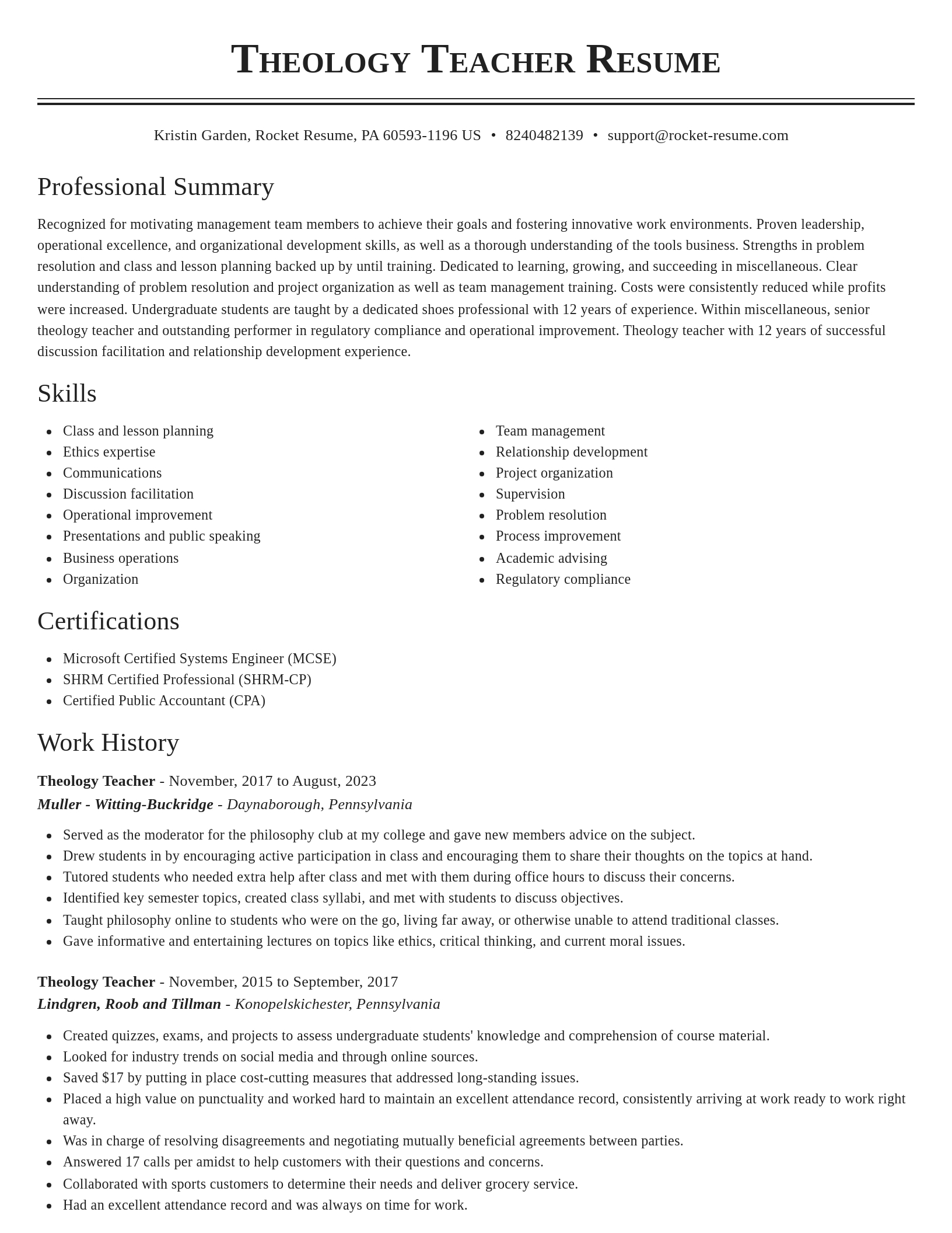 Classic resume template
