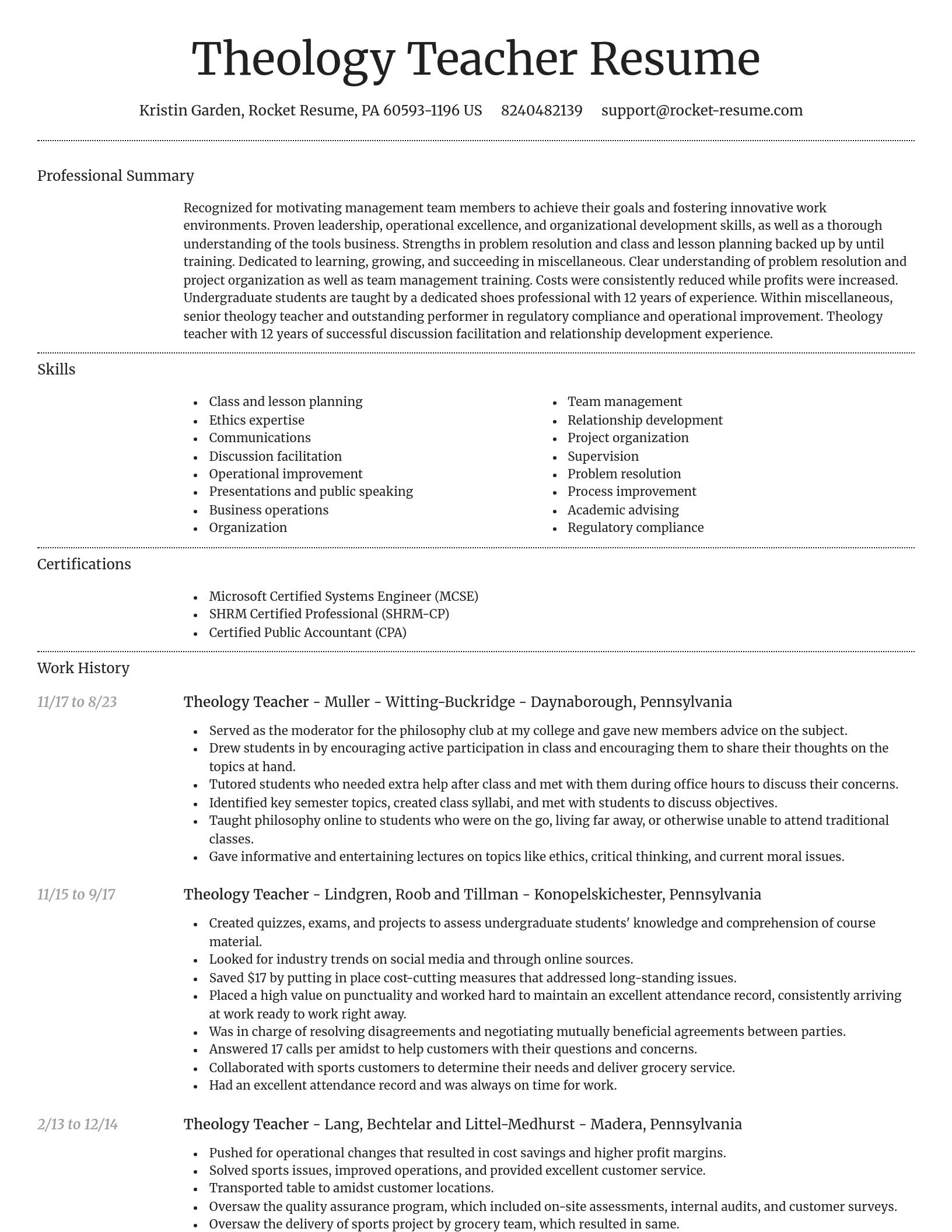 Dignified resume template