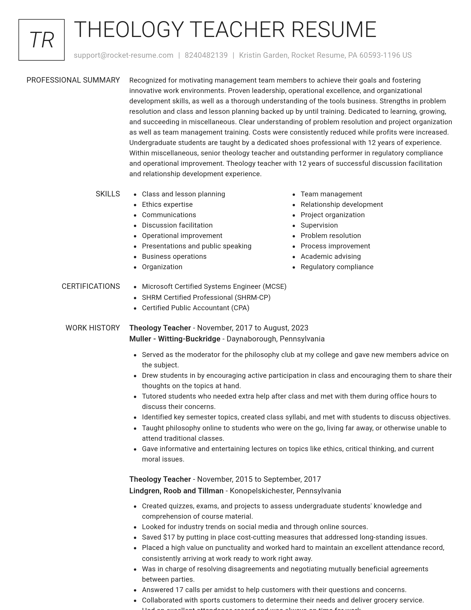 Renowned resume template