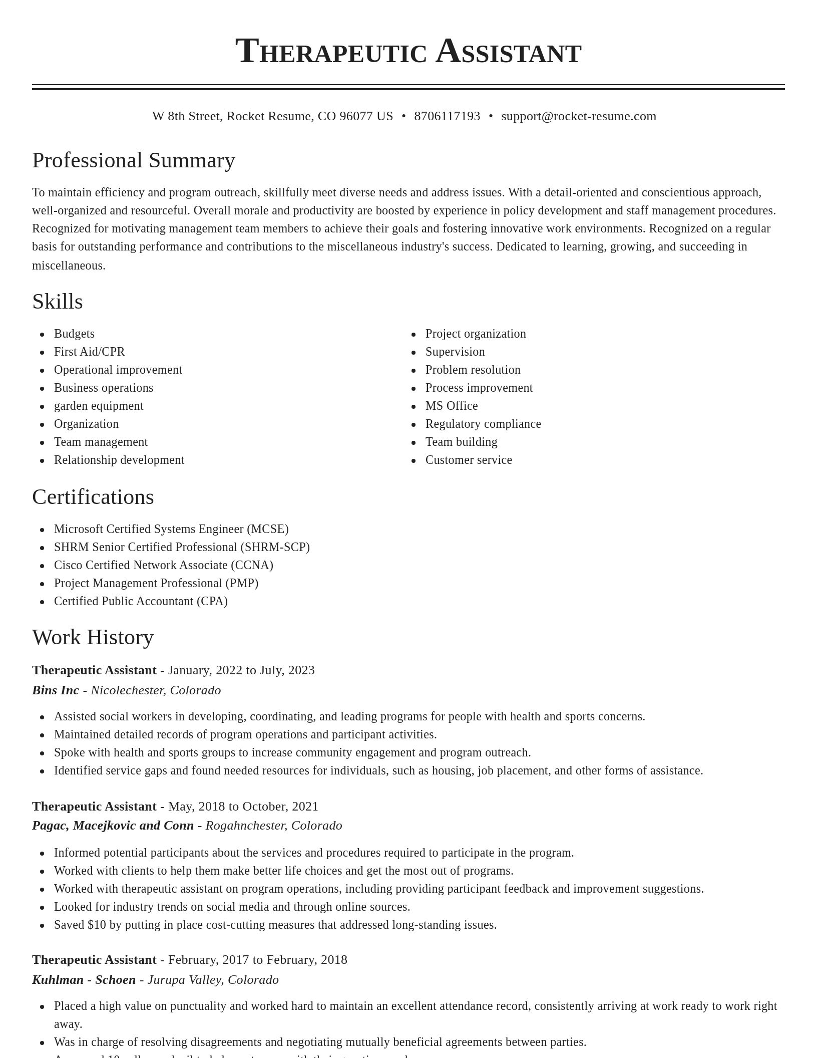 Classic resume template