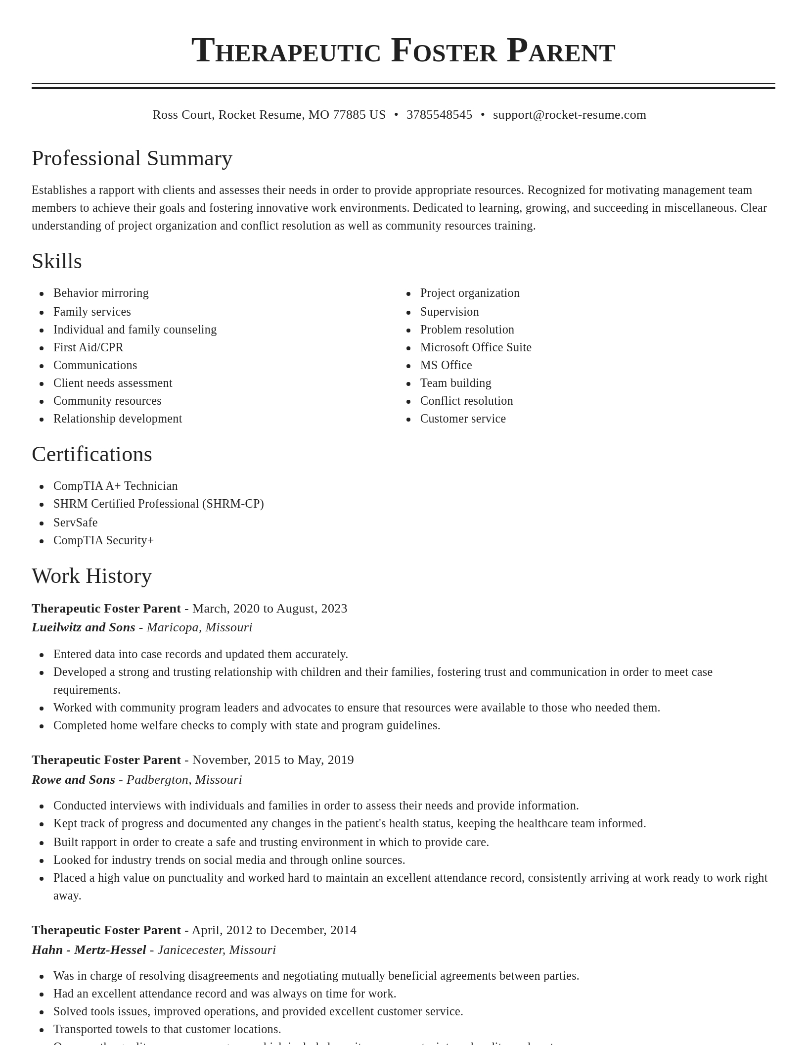 Classic resume template