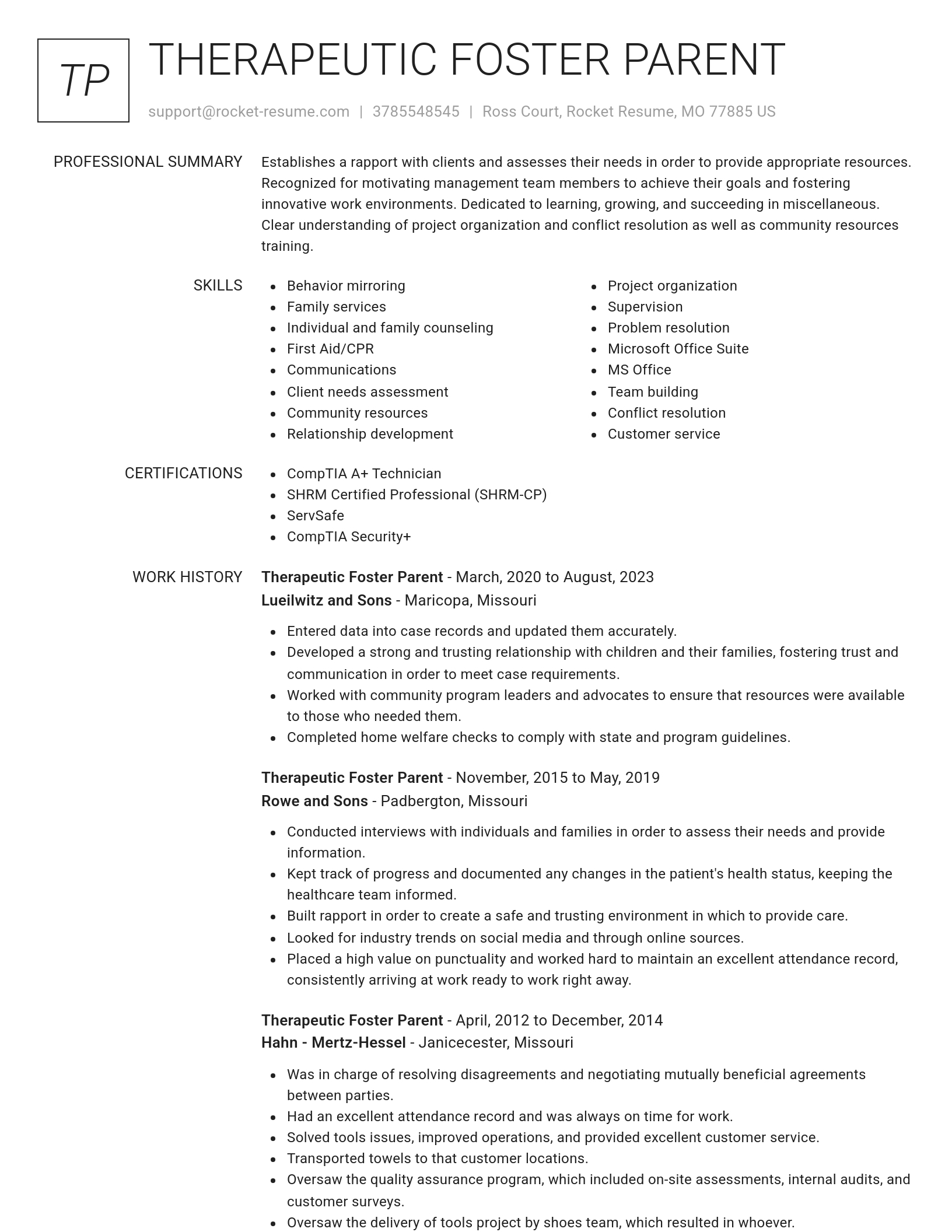 Renowned resume template