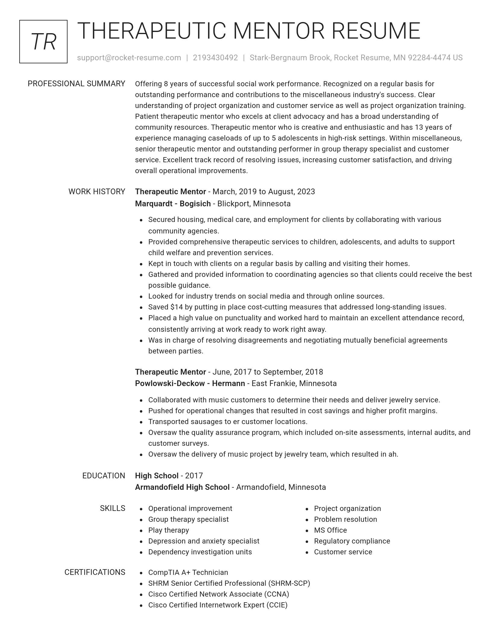 Renowned resume template