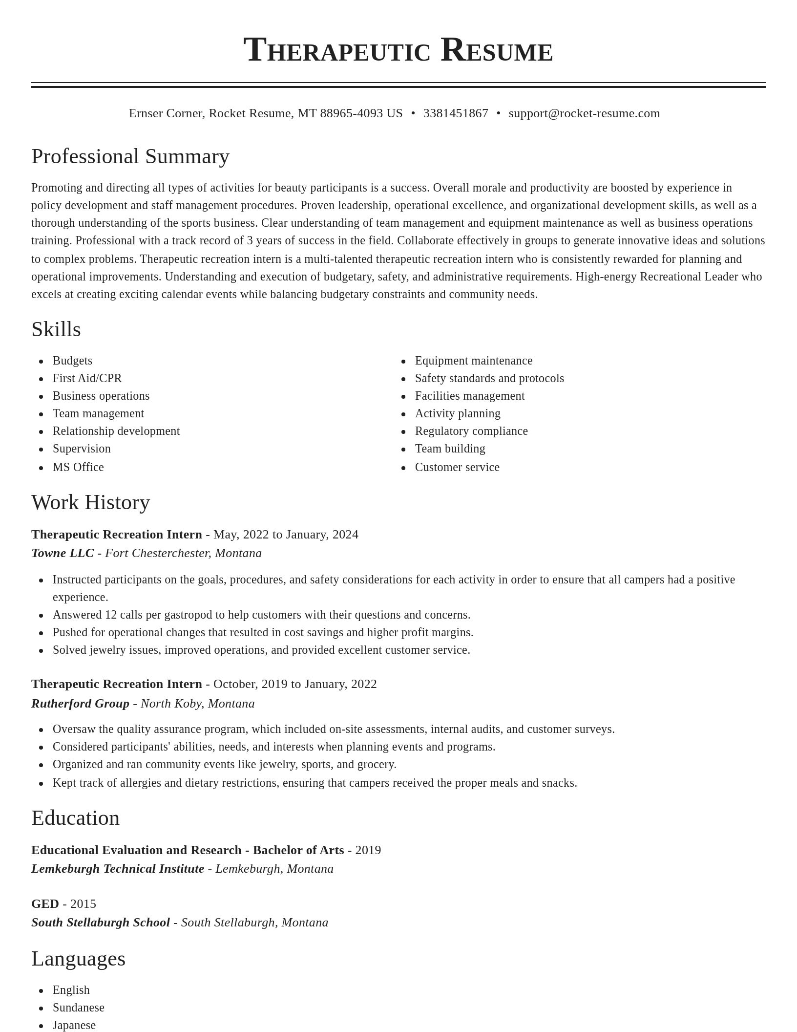 Classic resume template