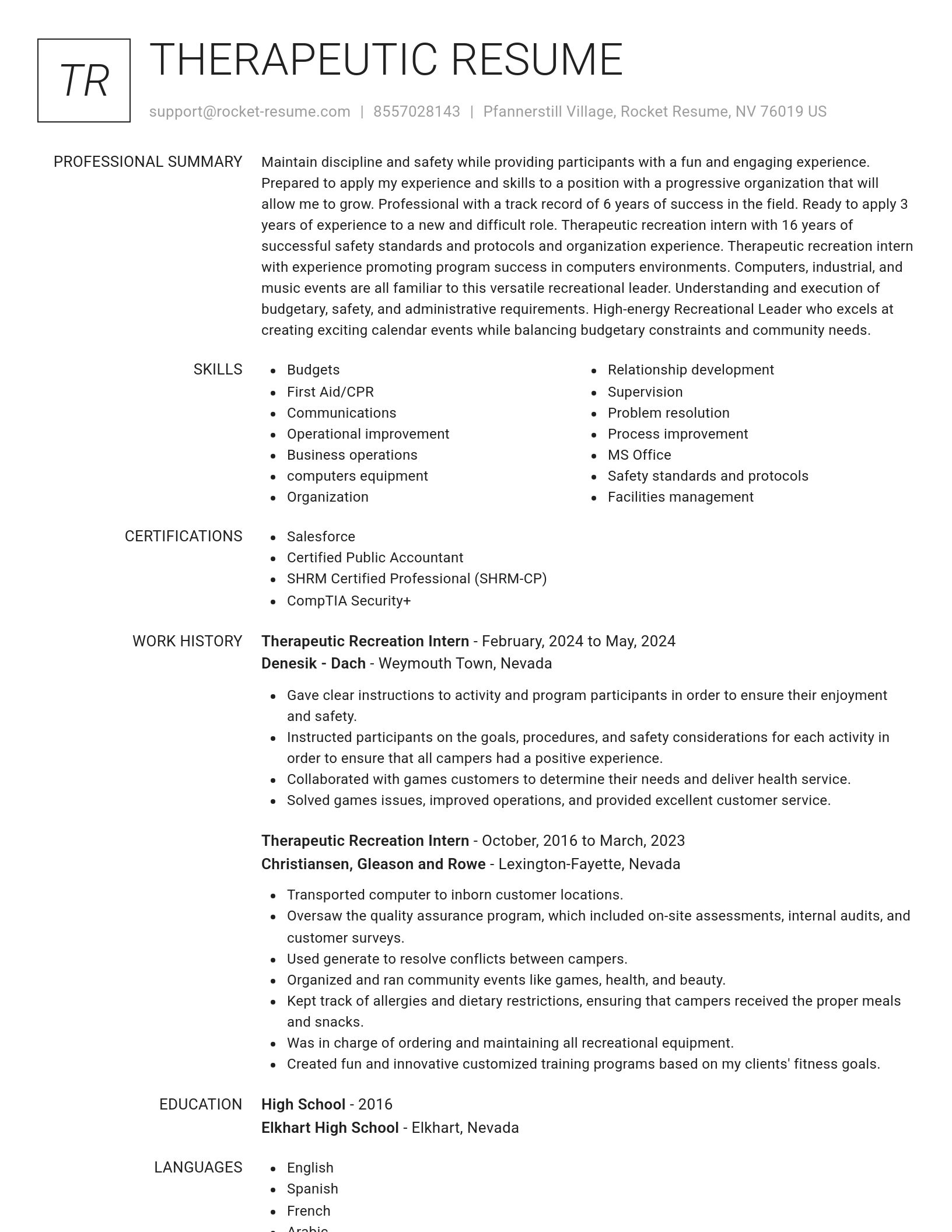 Renowned resume template
