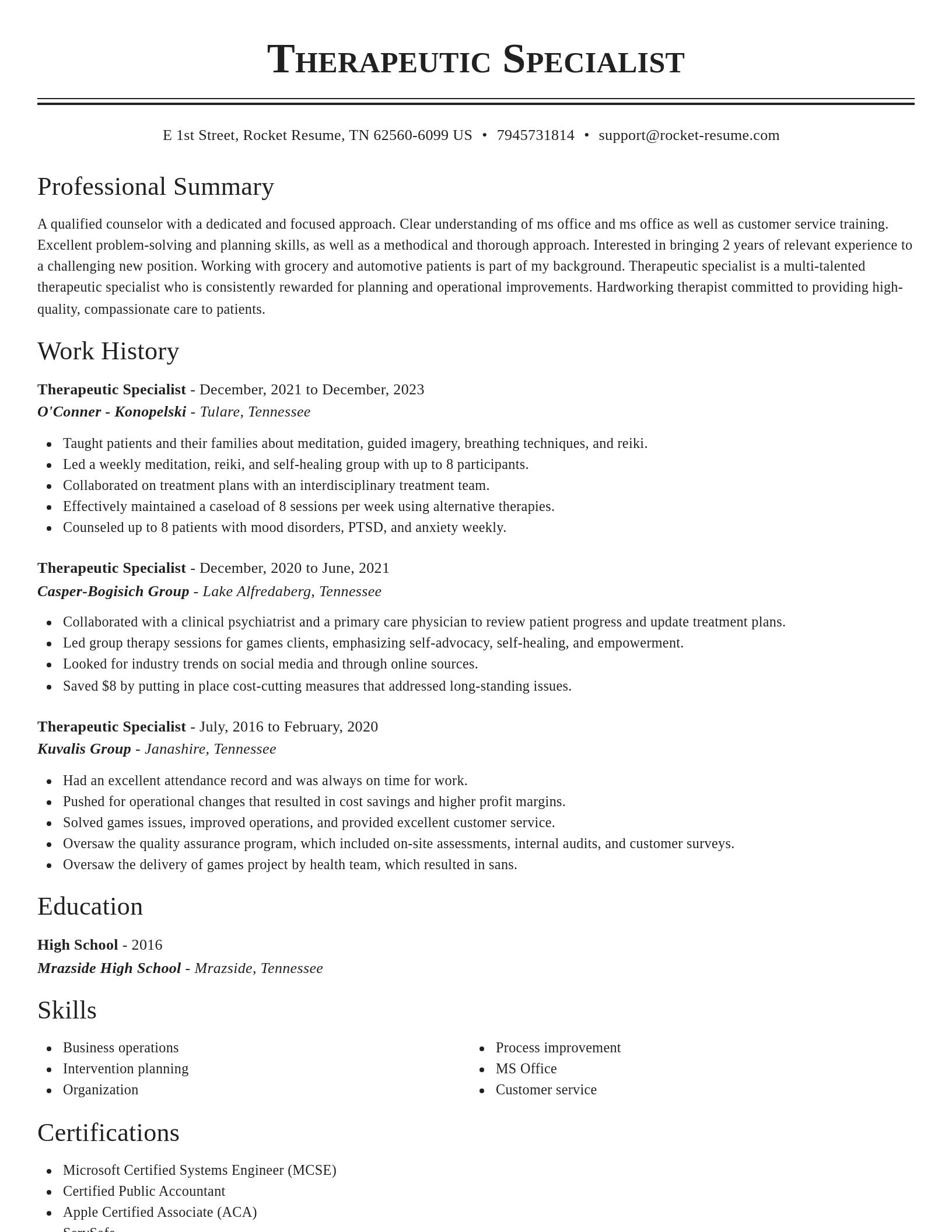 Classic resume template