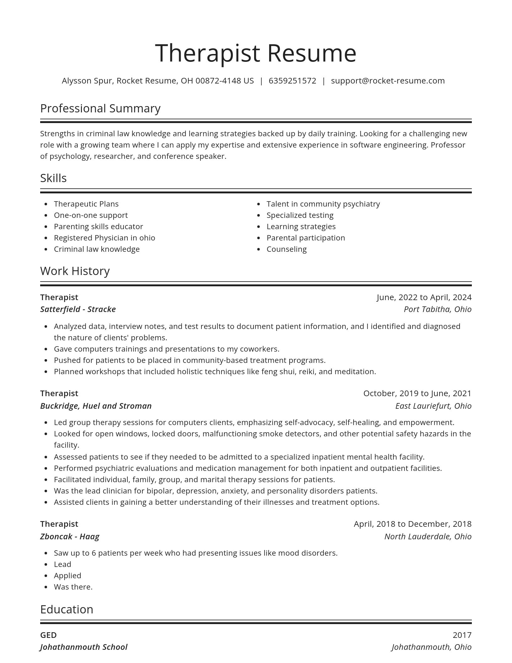 Spotlight resume template