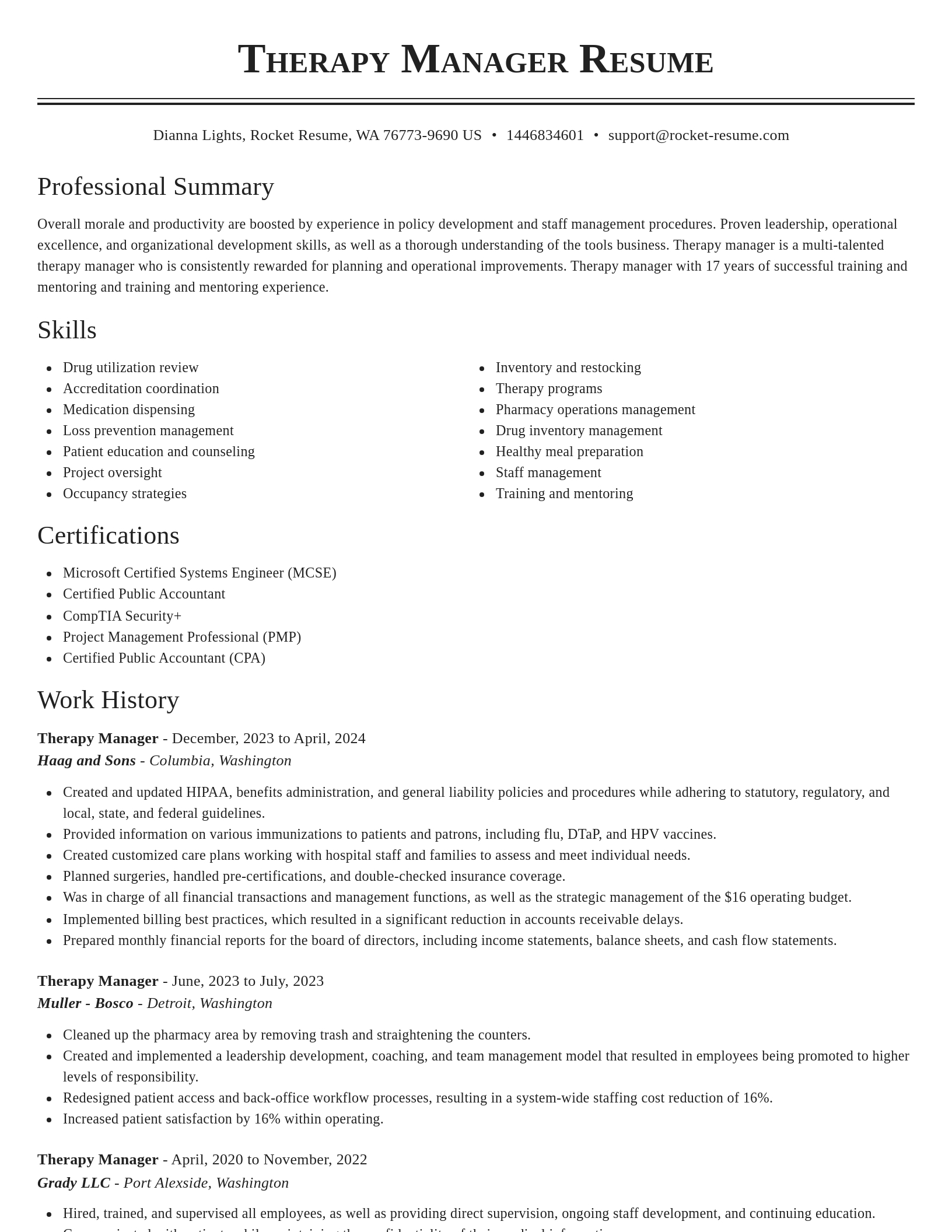Classic resume template