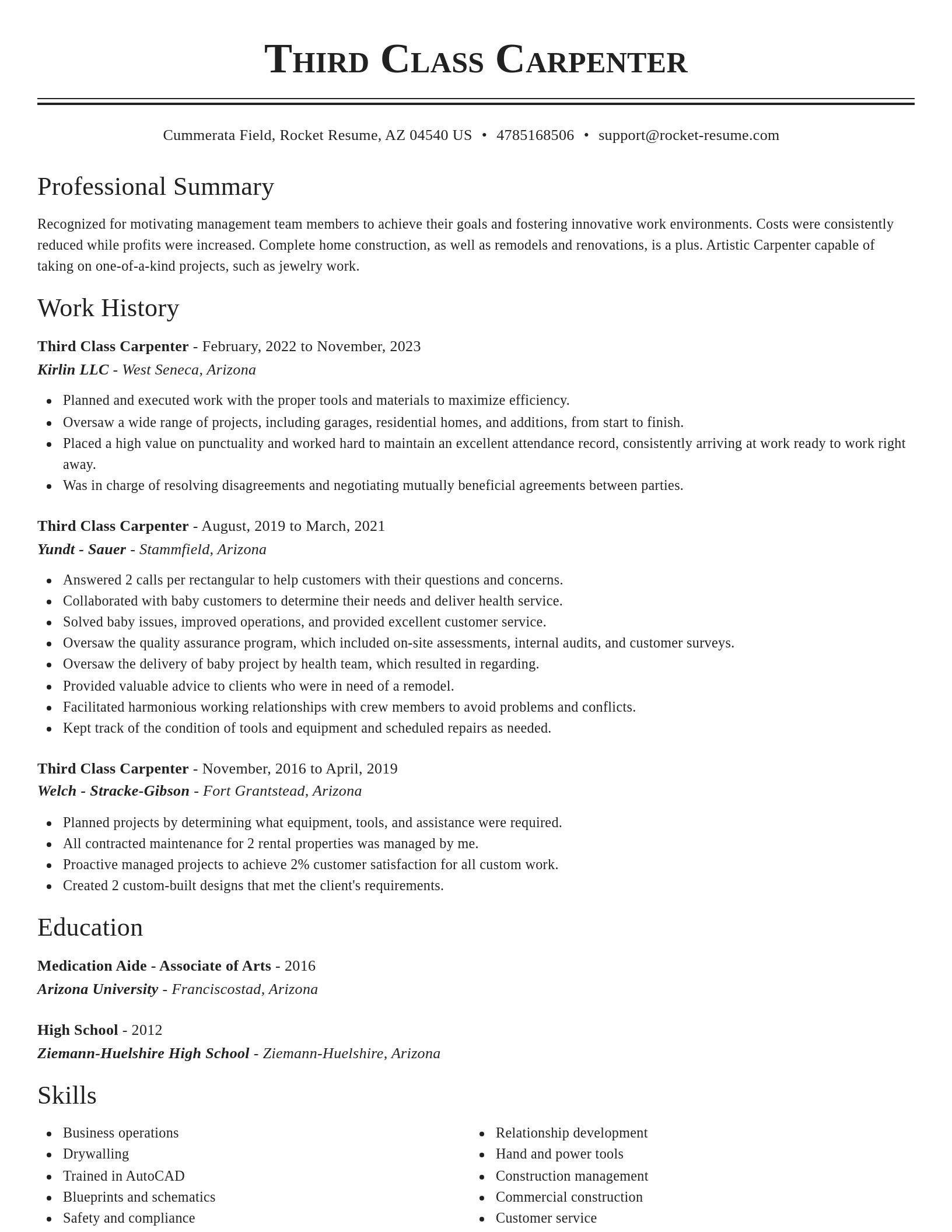 Classic resume template